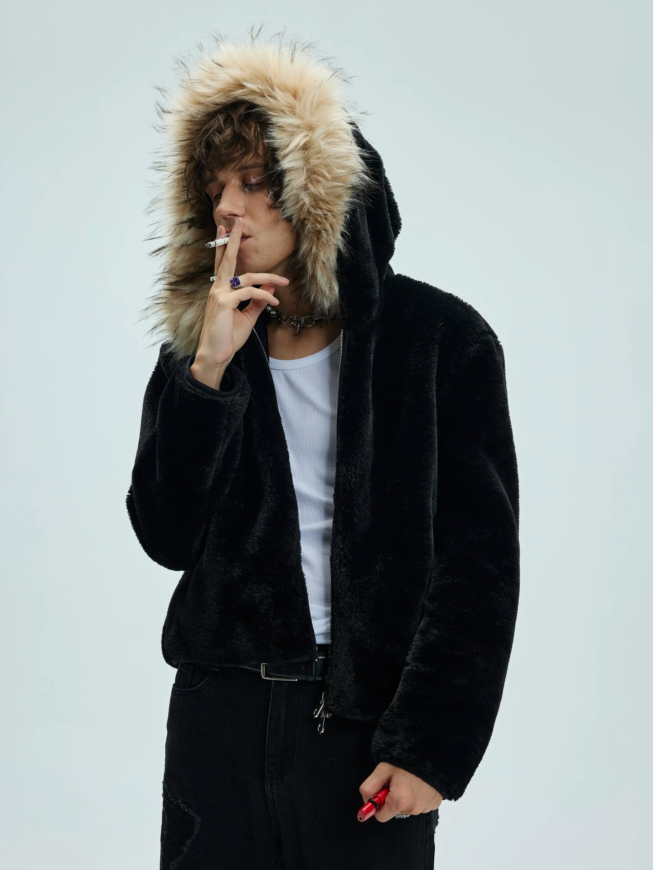 Model shot of Zip-Off Fleece Hooded Coat 4