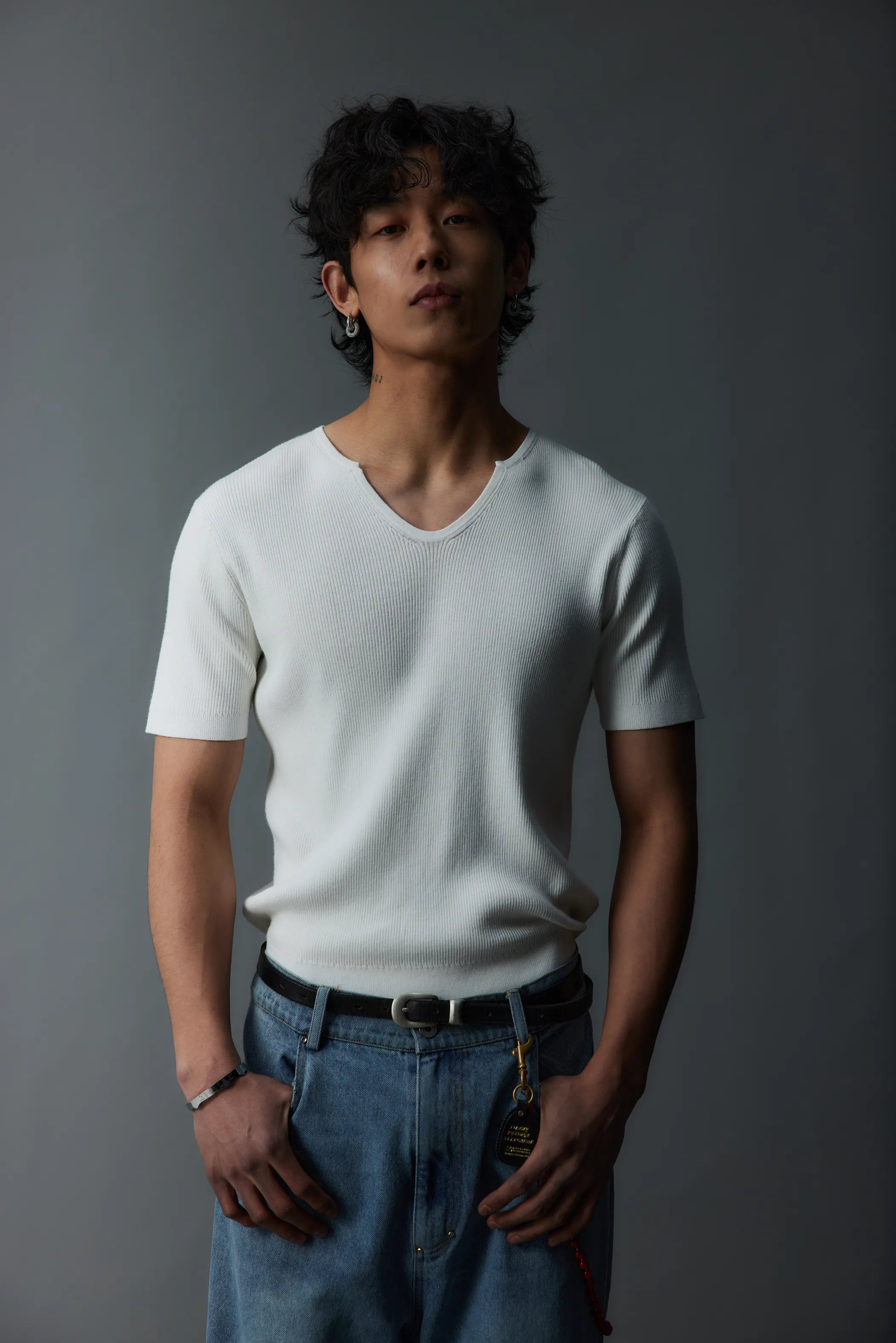 Main shot of Cloud-Knit V-Neck Relaxed Tee
