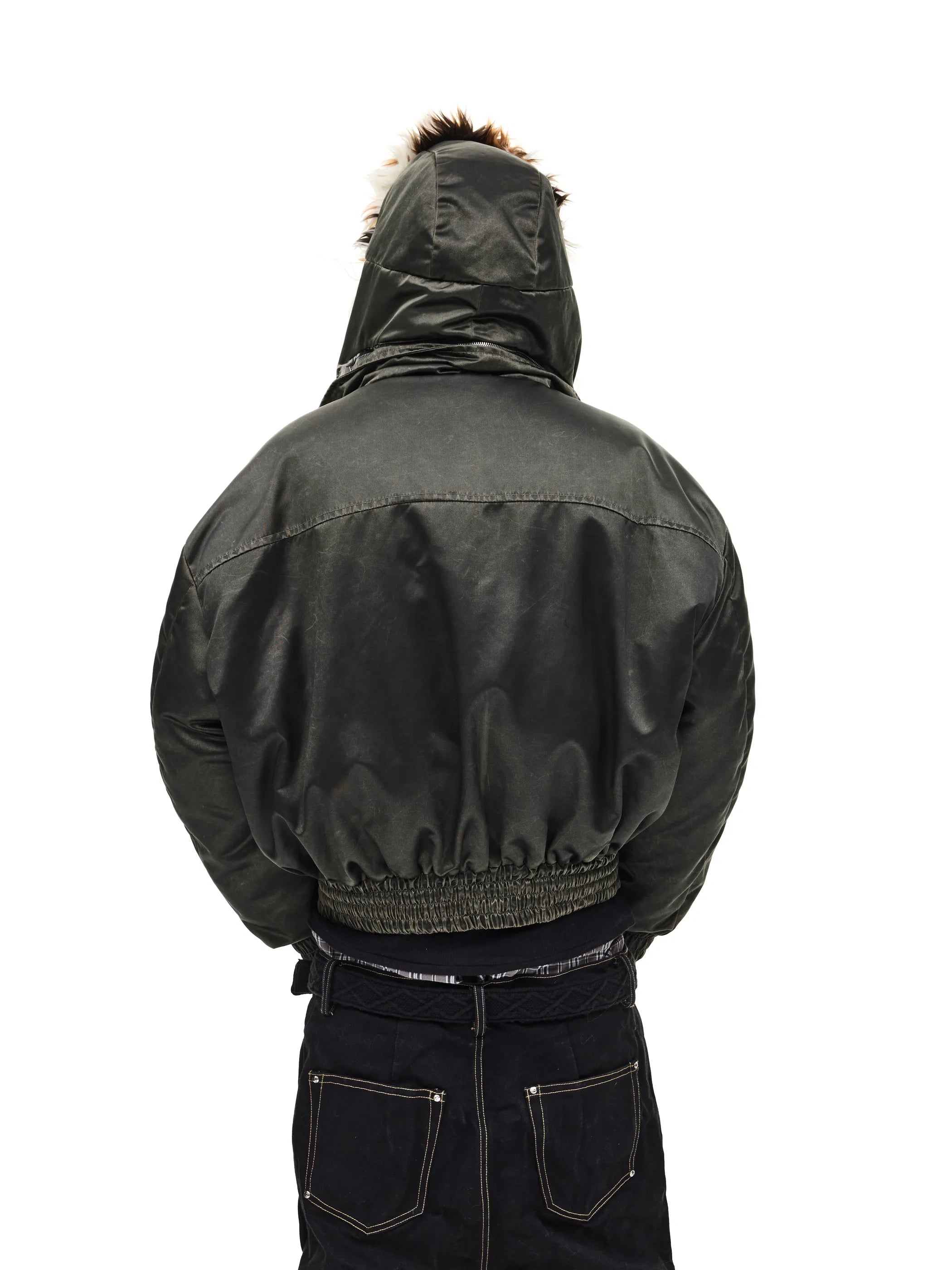 Bomber jacket with detachable hood