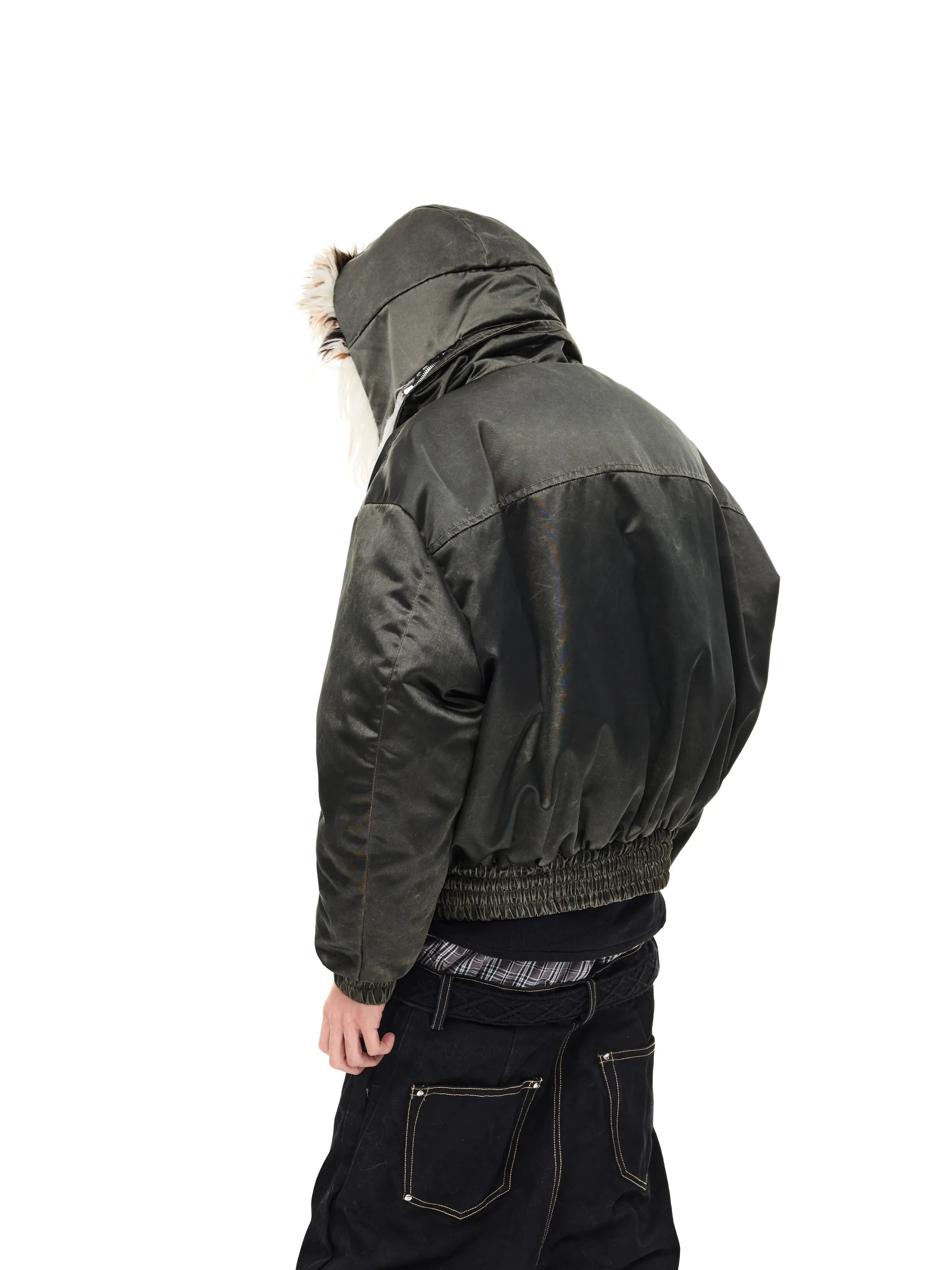 Bomber jacket with detachable hood