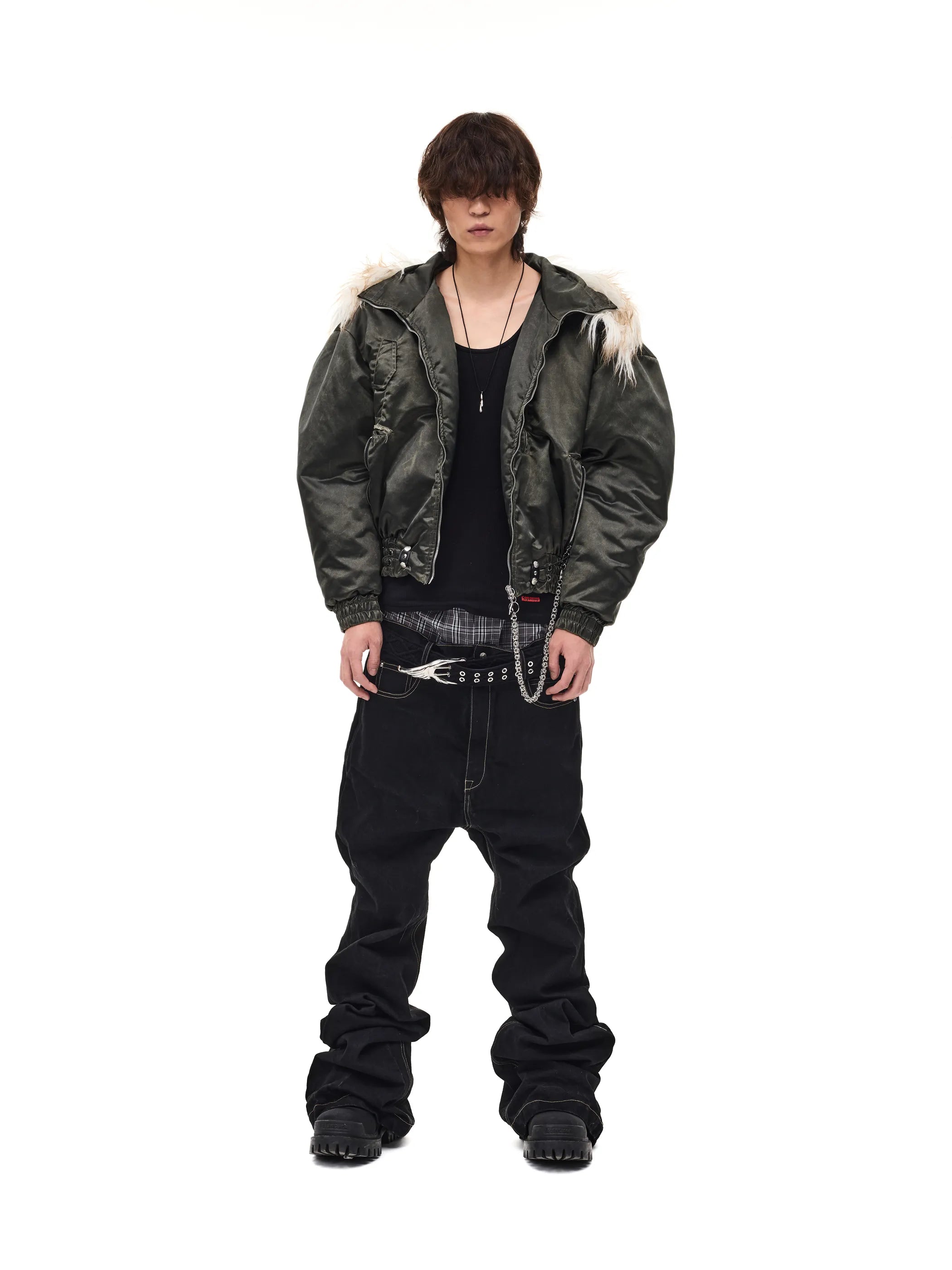 Bomber jacket with detachable hood