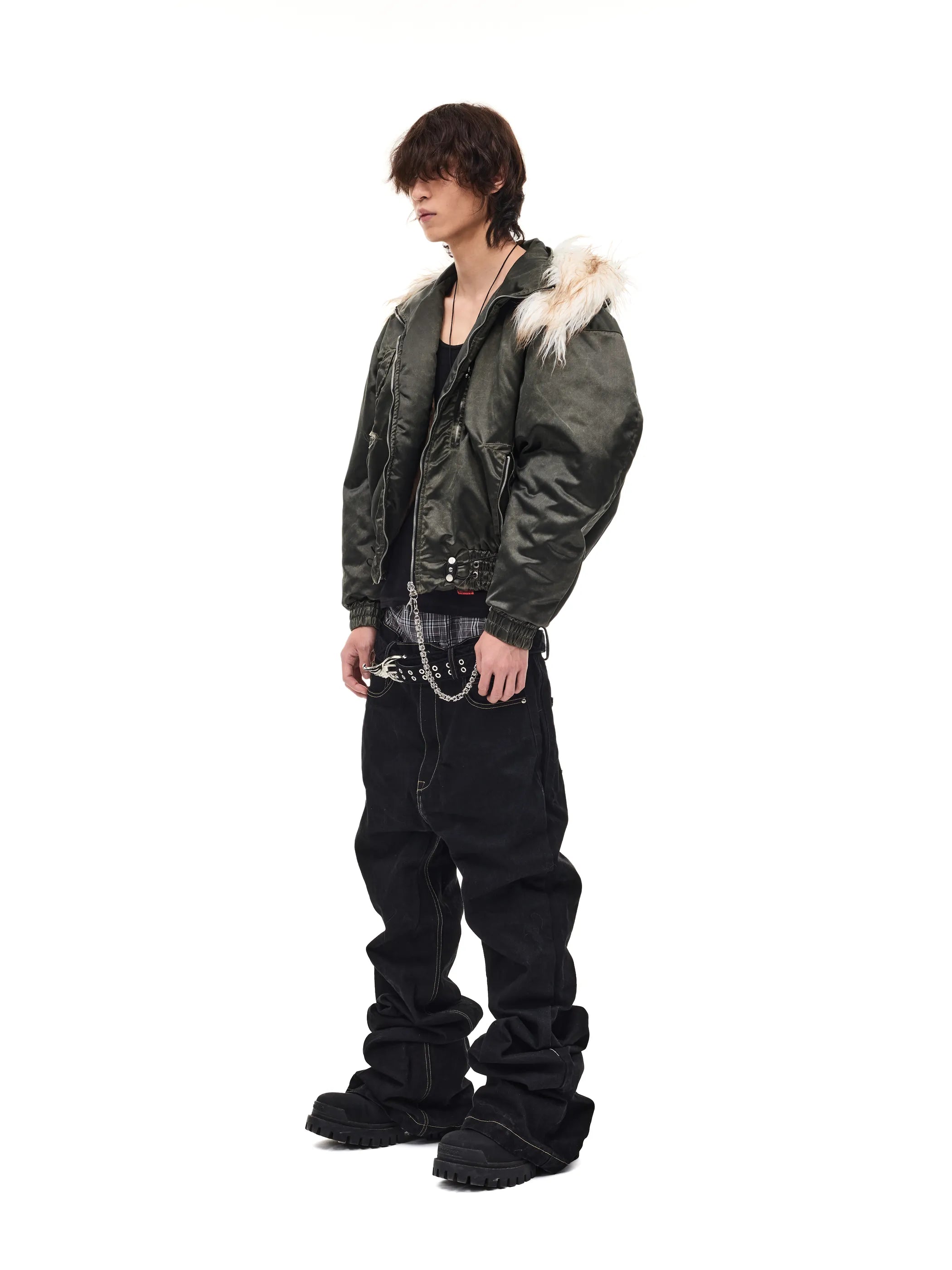Bomber jacket with detachable hood