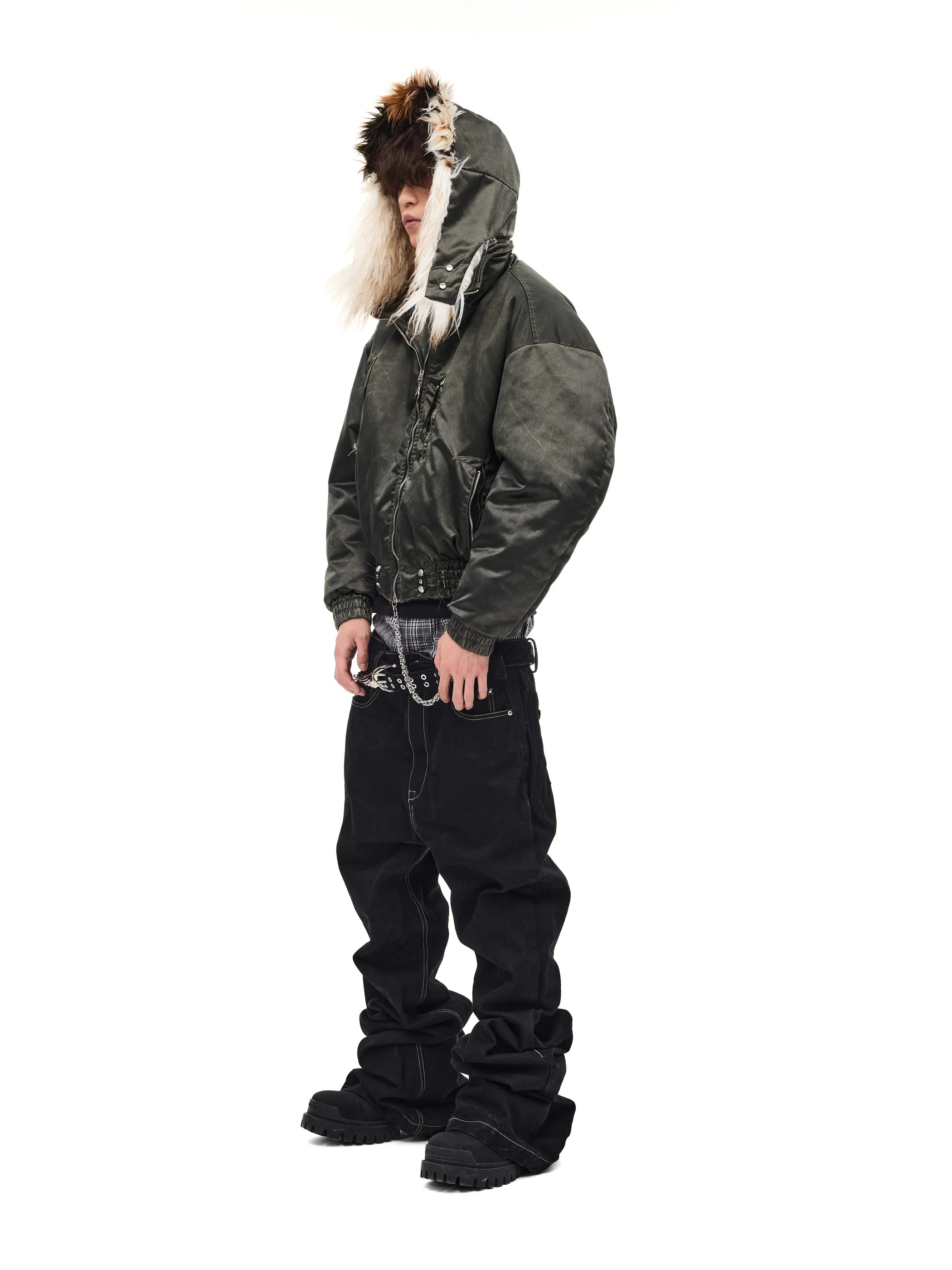 Bomber jacket with detachable hood
