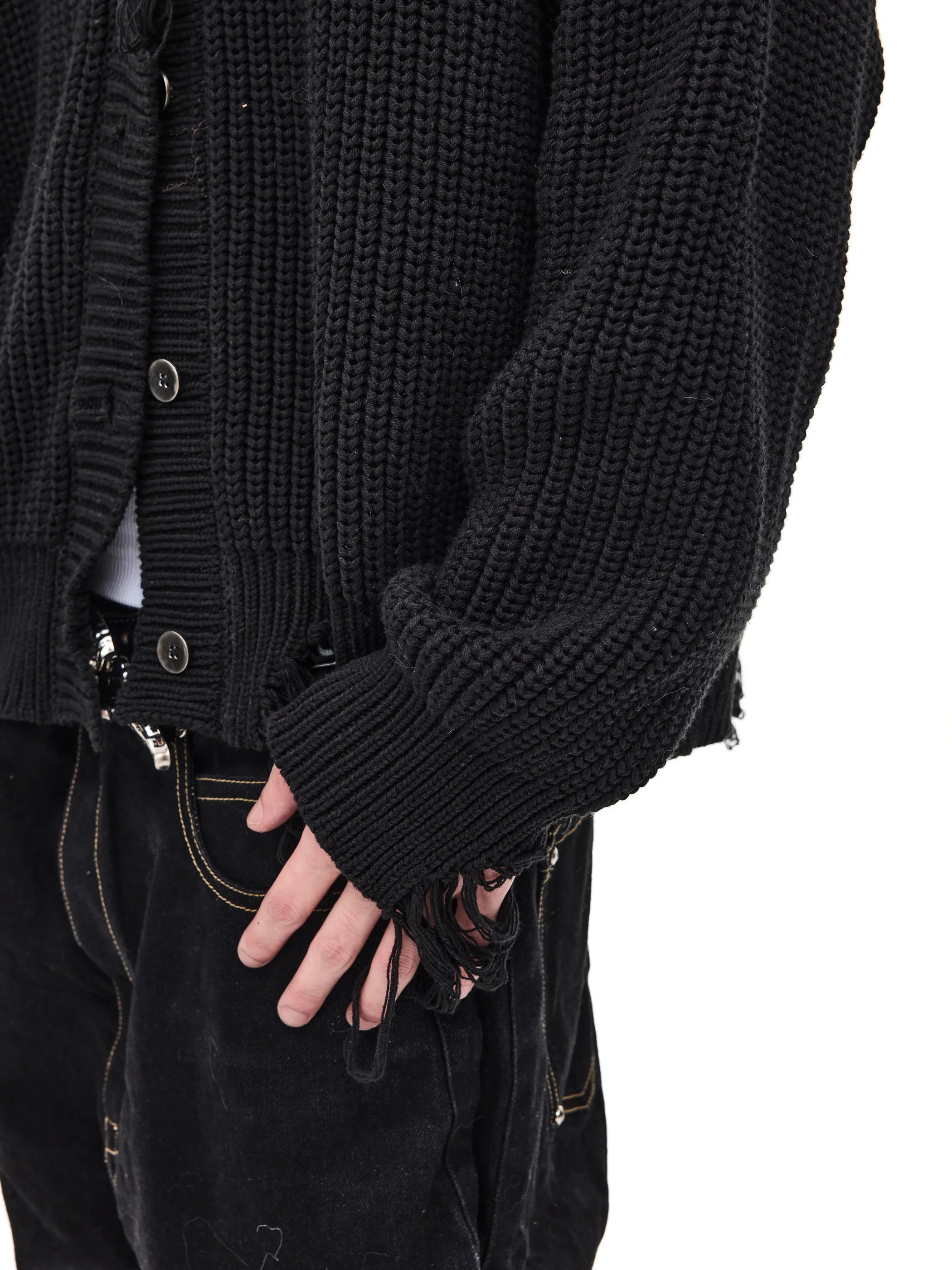 Distressed cardigan jacket