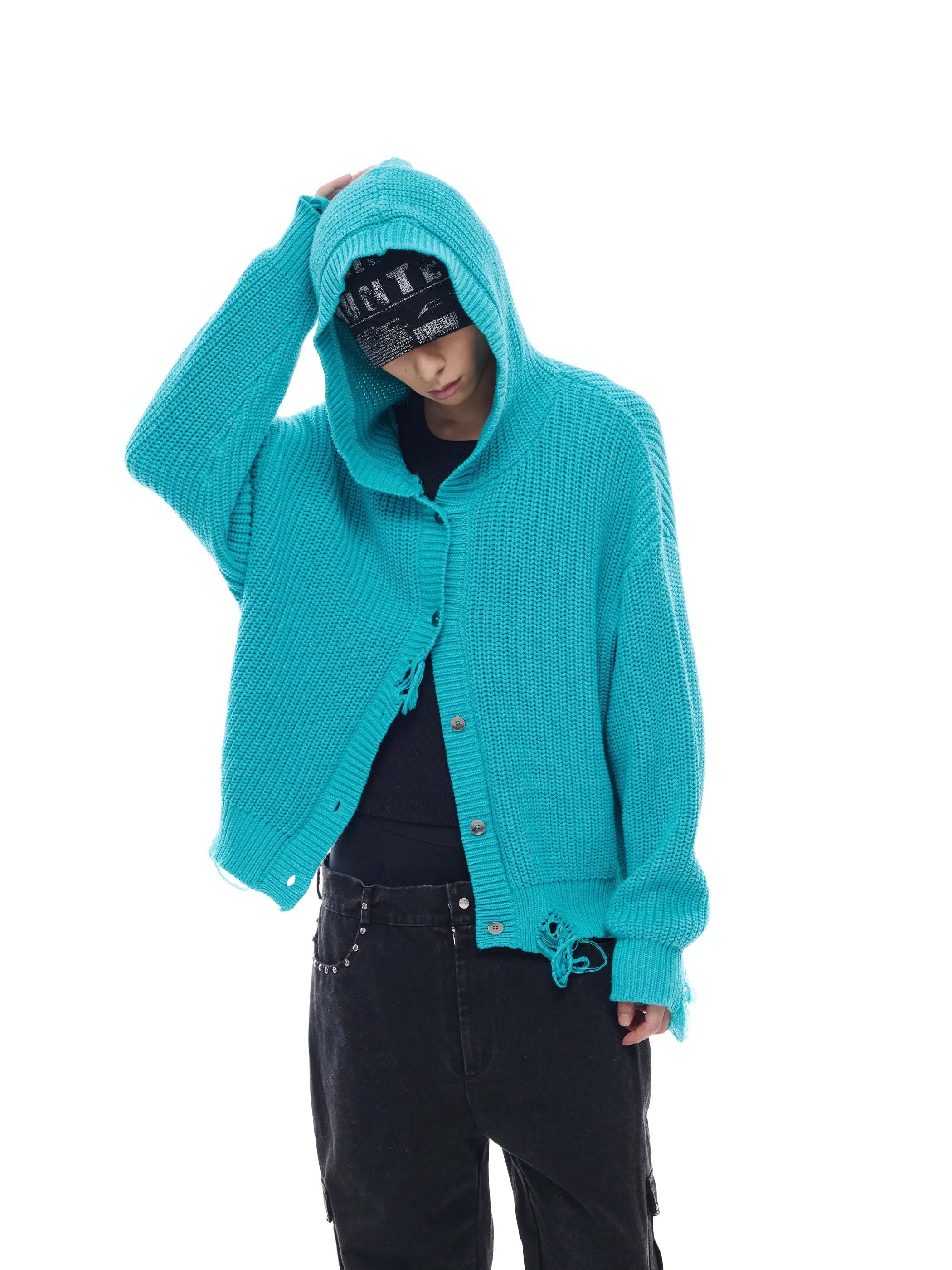 Distressed cardigan jacket