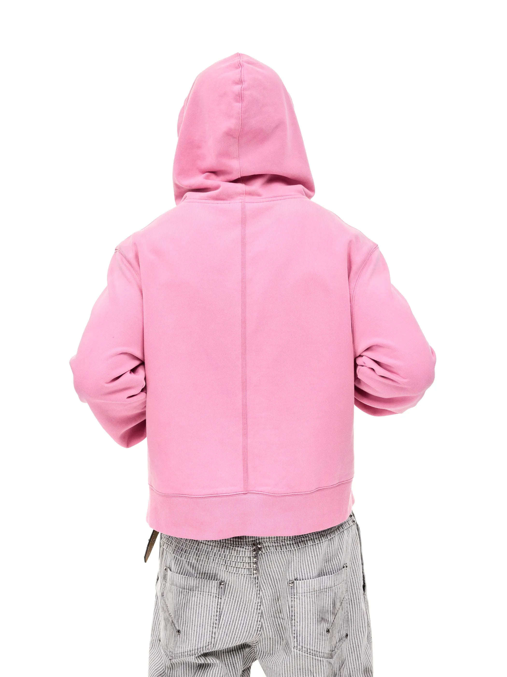 Distressed embroidered hooded sweatshirt
