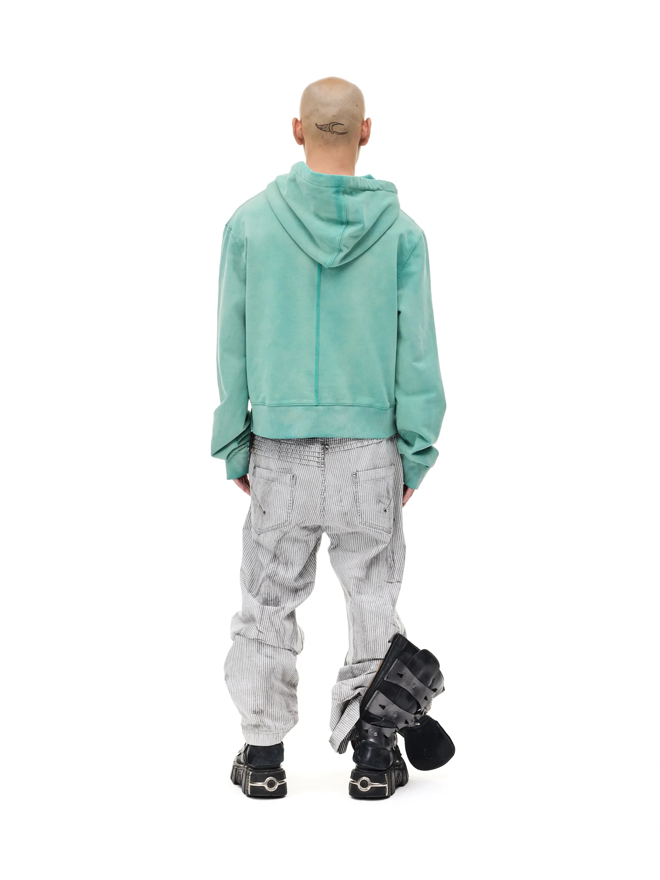 Distressed embroidered hooded sweatshirt