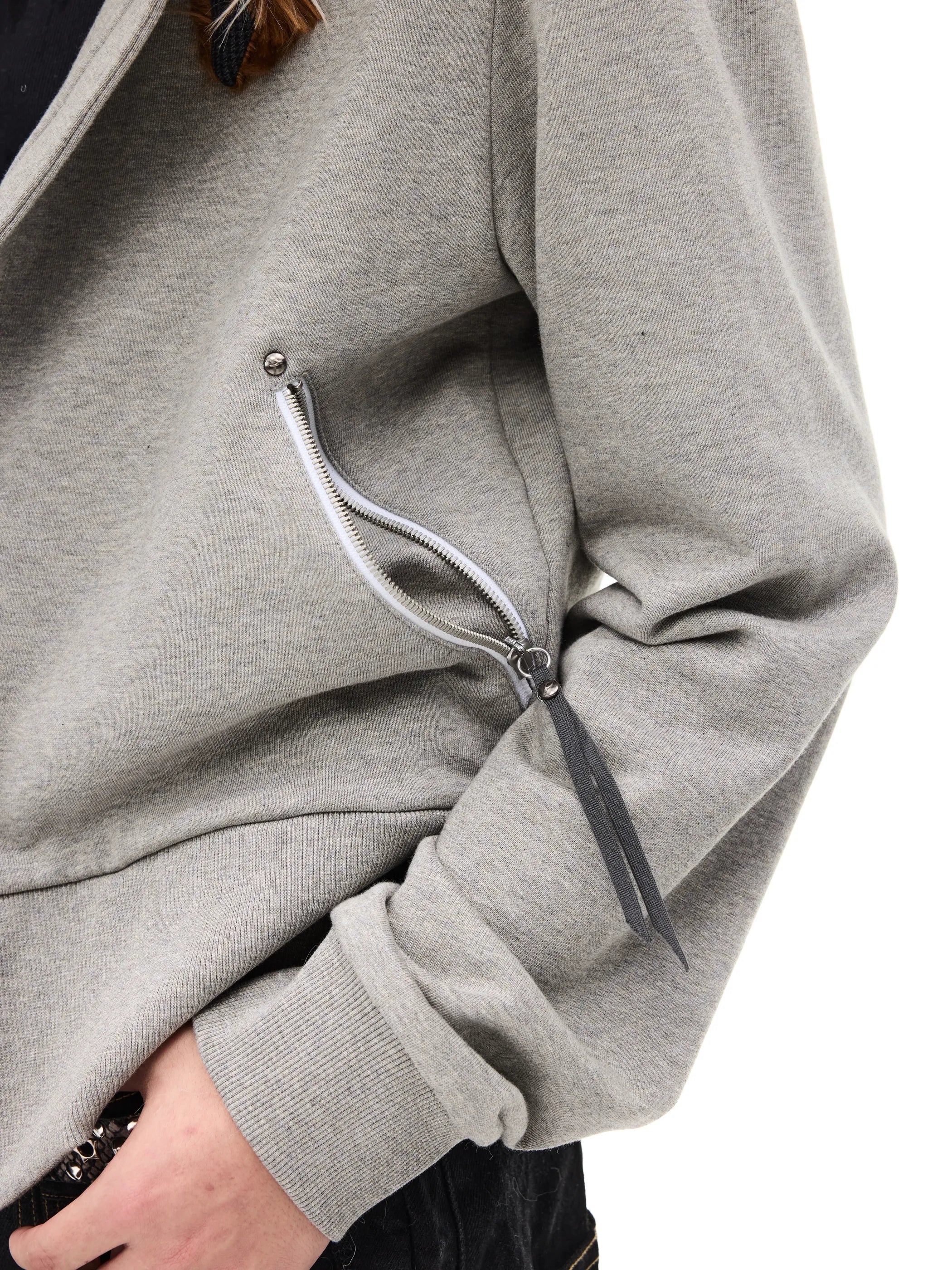 Fur-trimmed slim-fit hooded sweatshirt