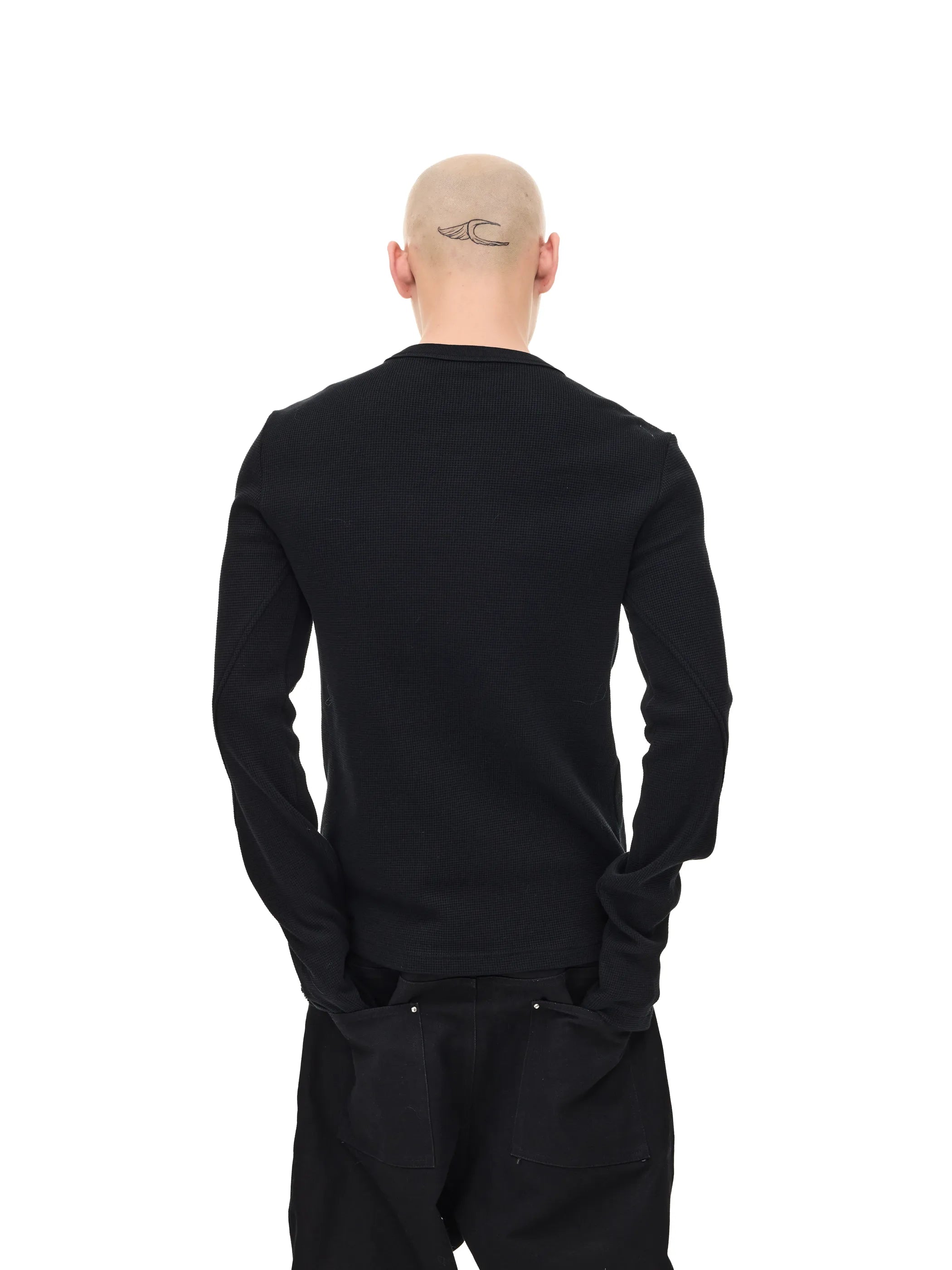 Waffle-knit Structured-shoulder Tee