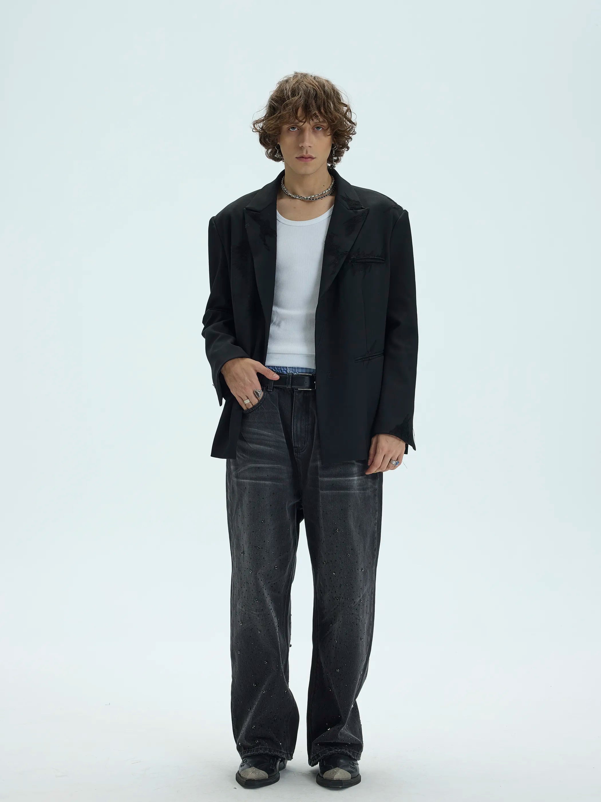 Model shot of Artisan-Worn Tailored Blazer 2
