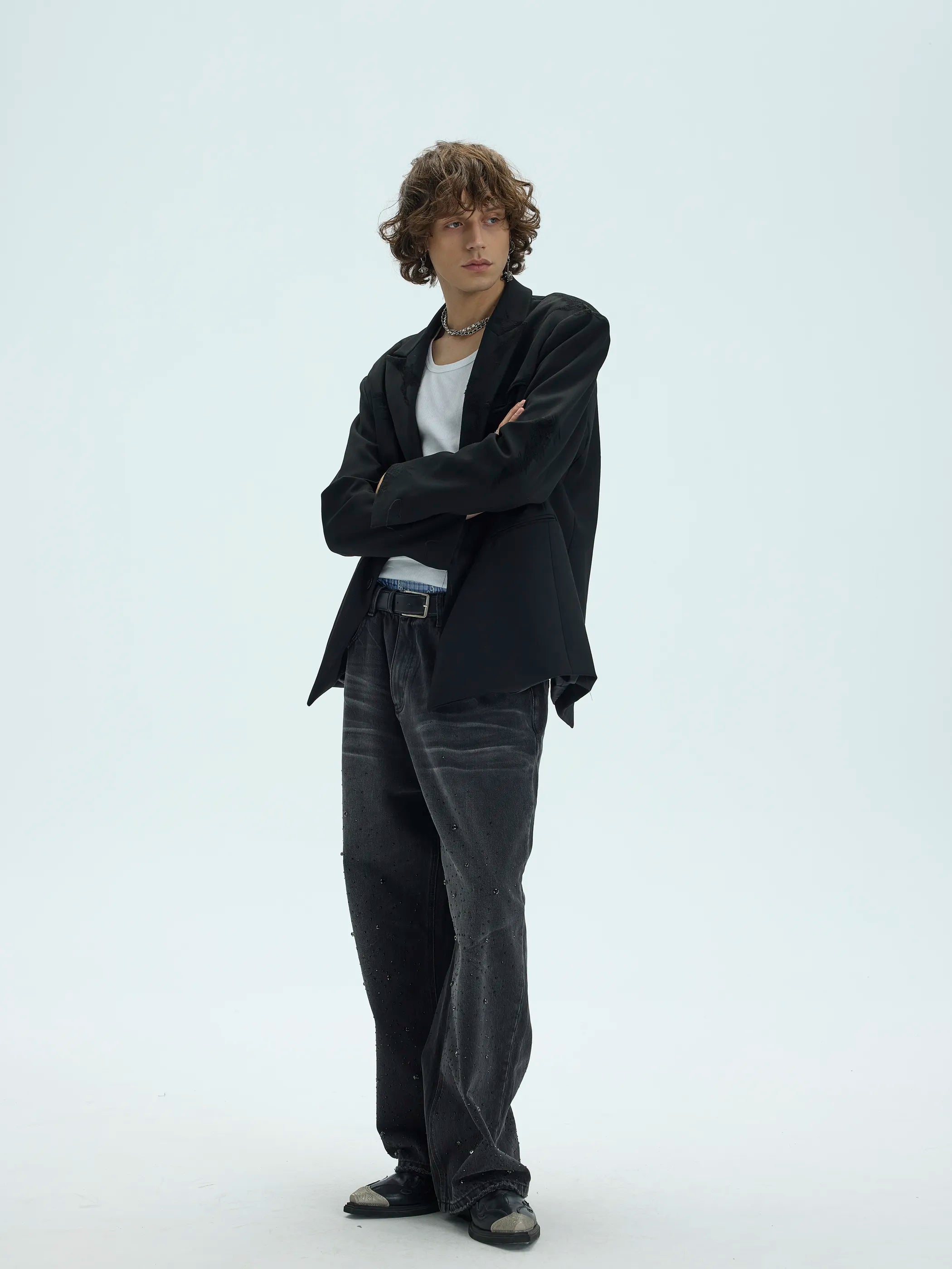 Model shot of Artisan-Worn Tailored Blazer 6