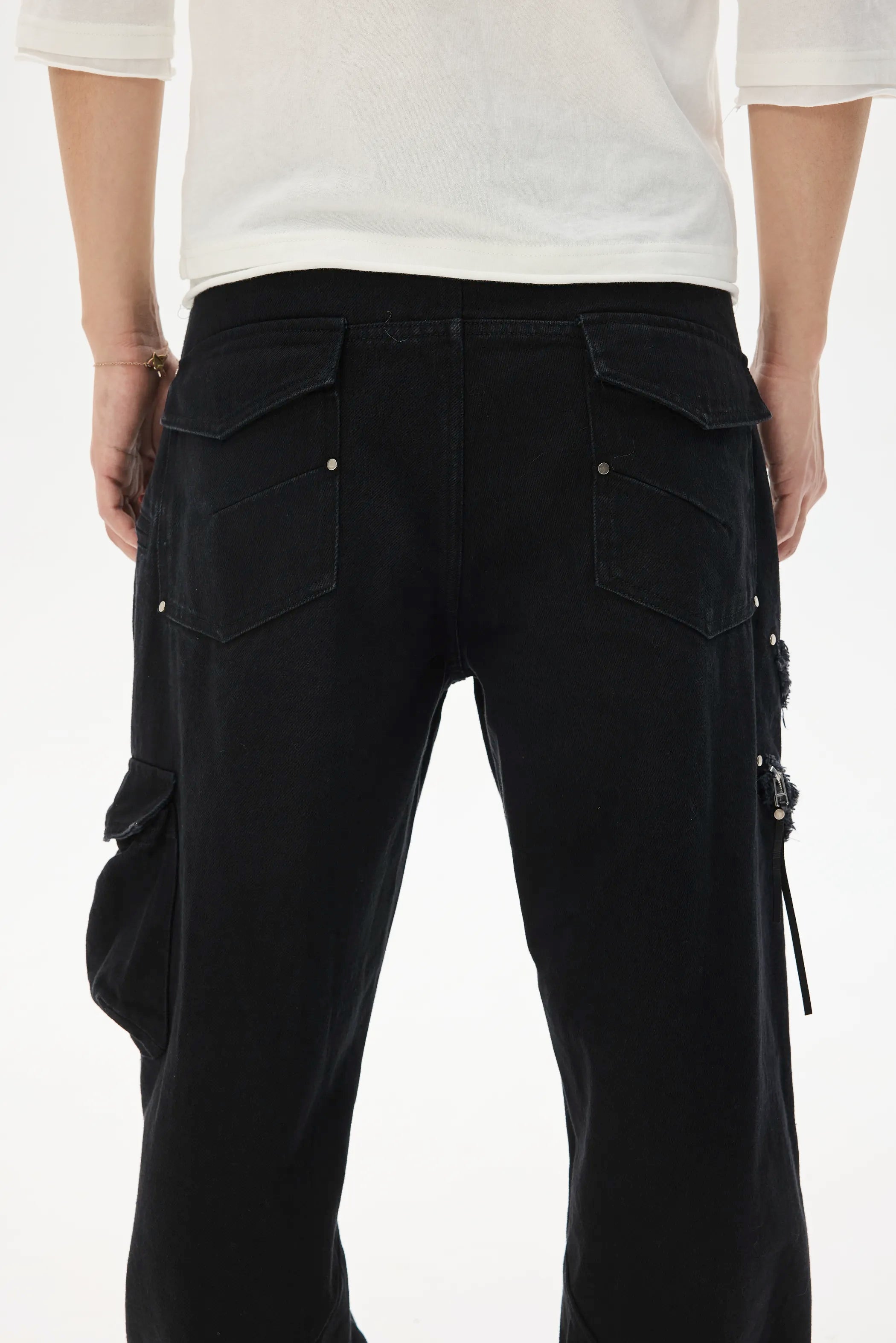 Model shot of Destroyed Denim with Deconstructed Pockets 6