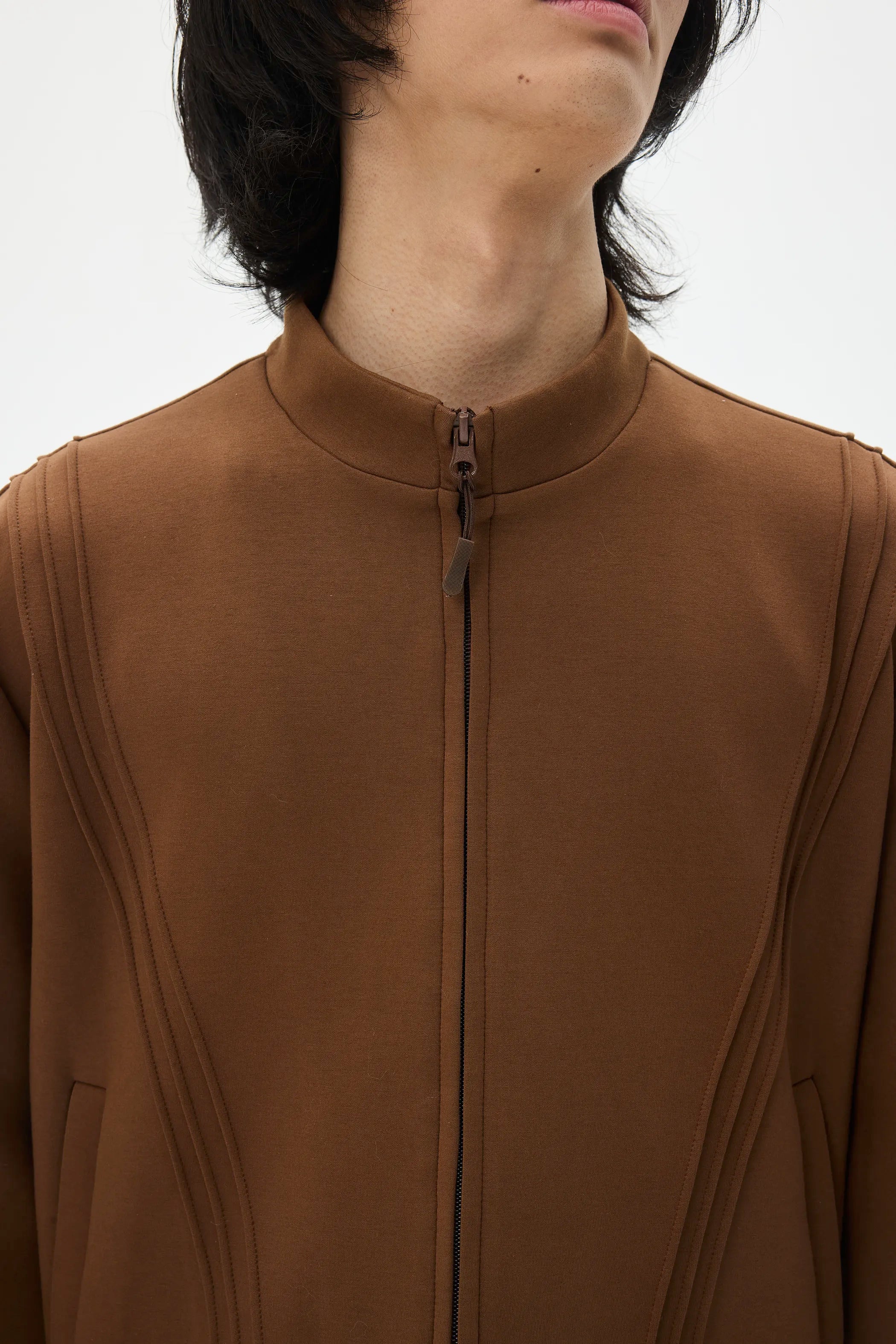 Model shot of Fleece Stand Collar Zip-Up Hoodie 6