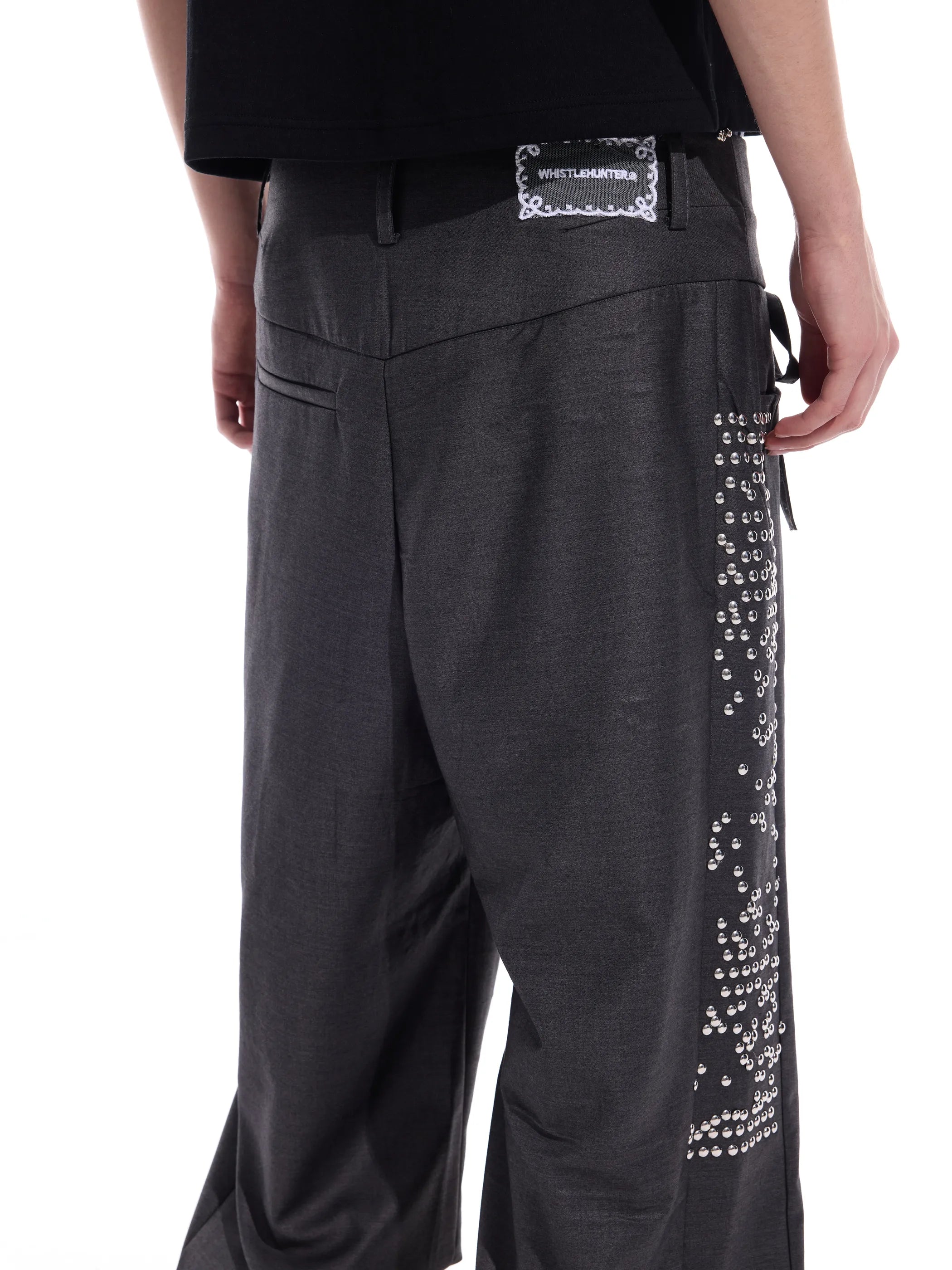 Hotfix-ribbon straight-leg trousers