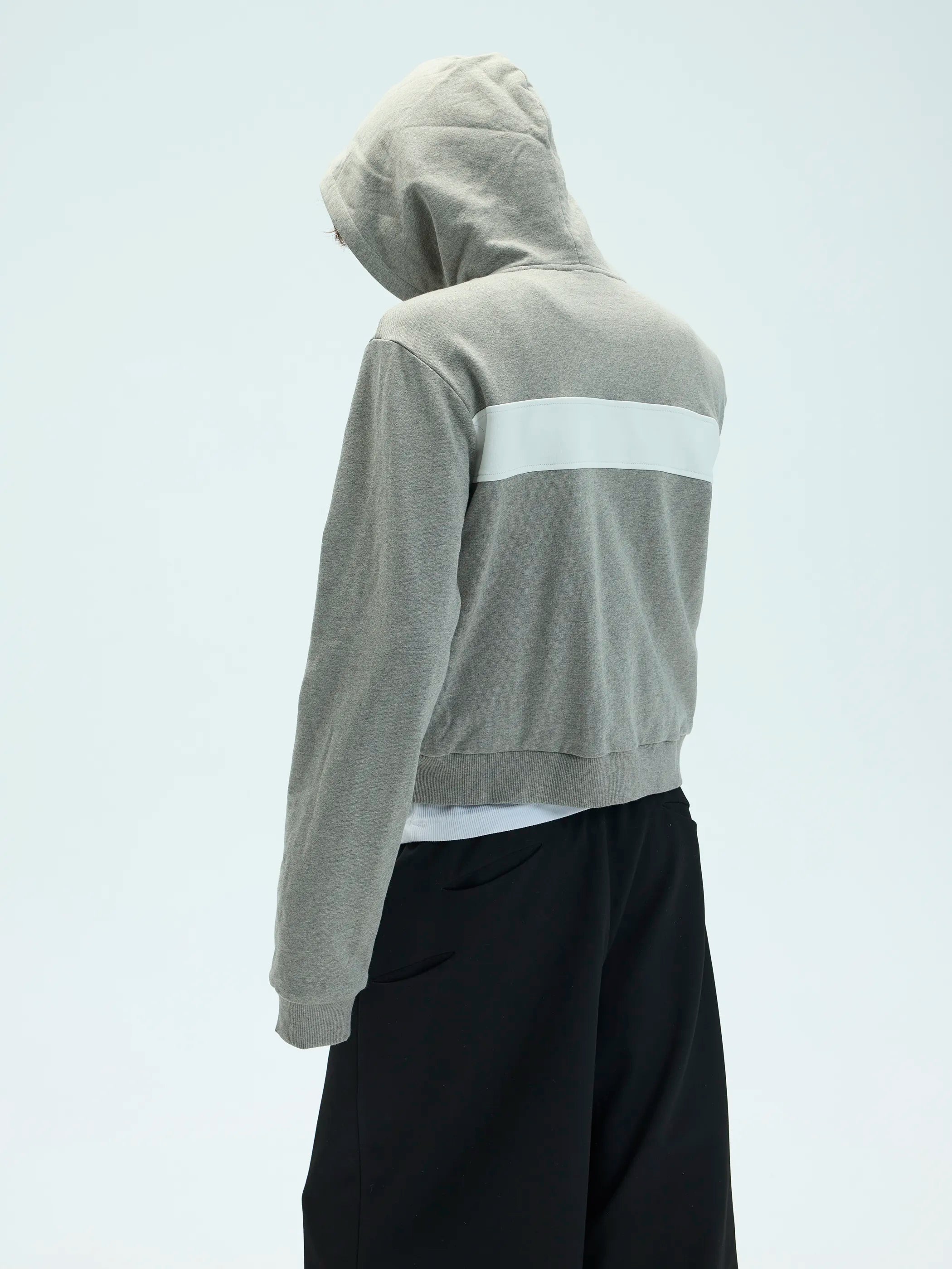 Model shot of Preppy Patchwork Embroidered Hoodie 6