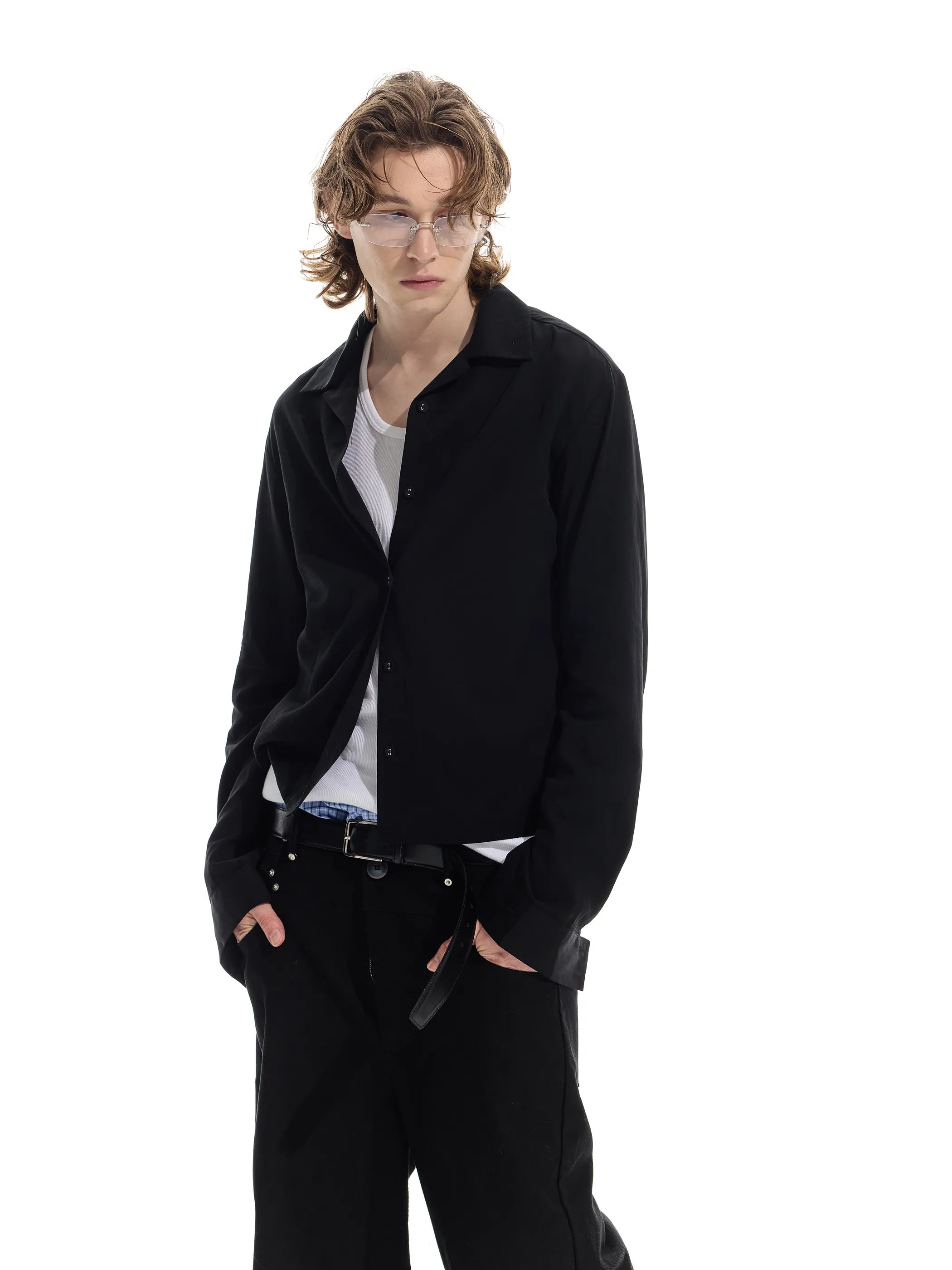 Model shot of Rose Fabric Long Shirt 3