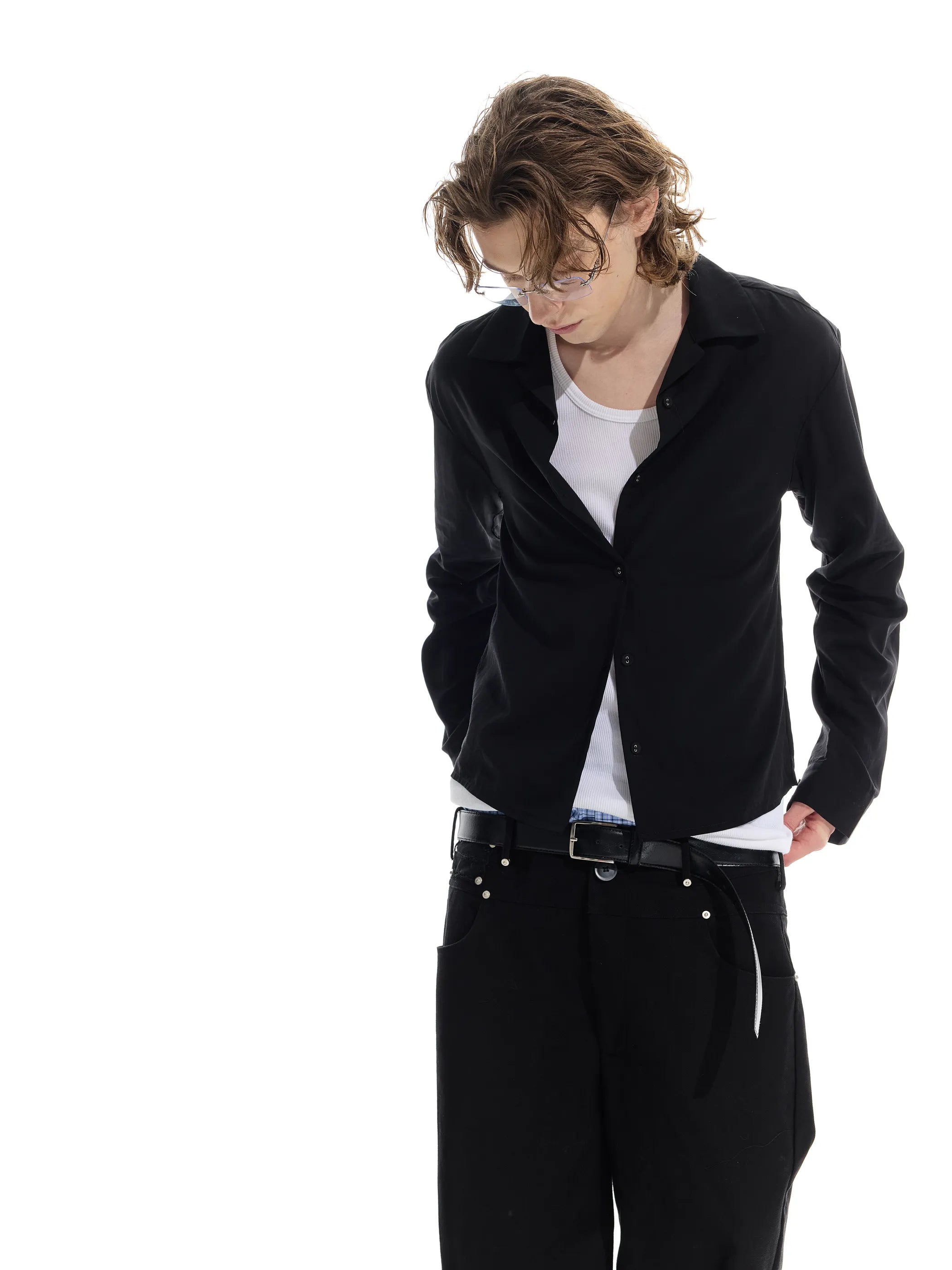 Model shot of Rose Fabric Long Shirt 4