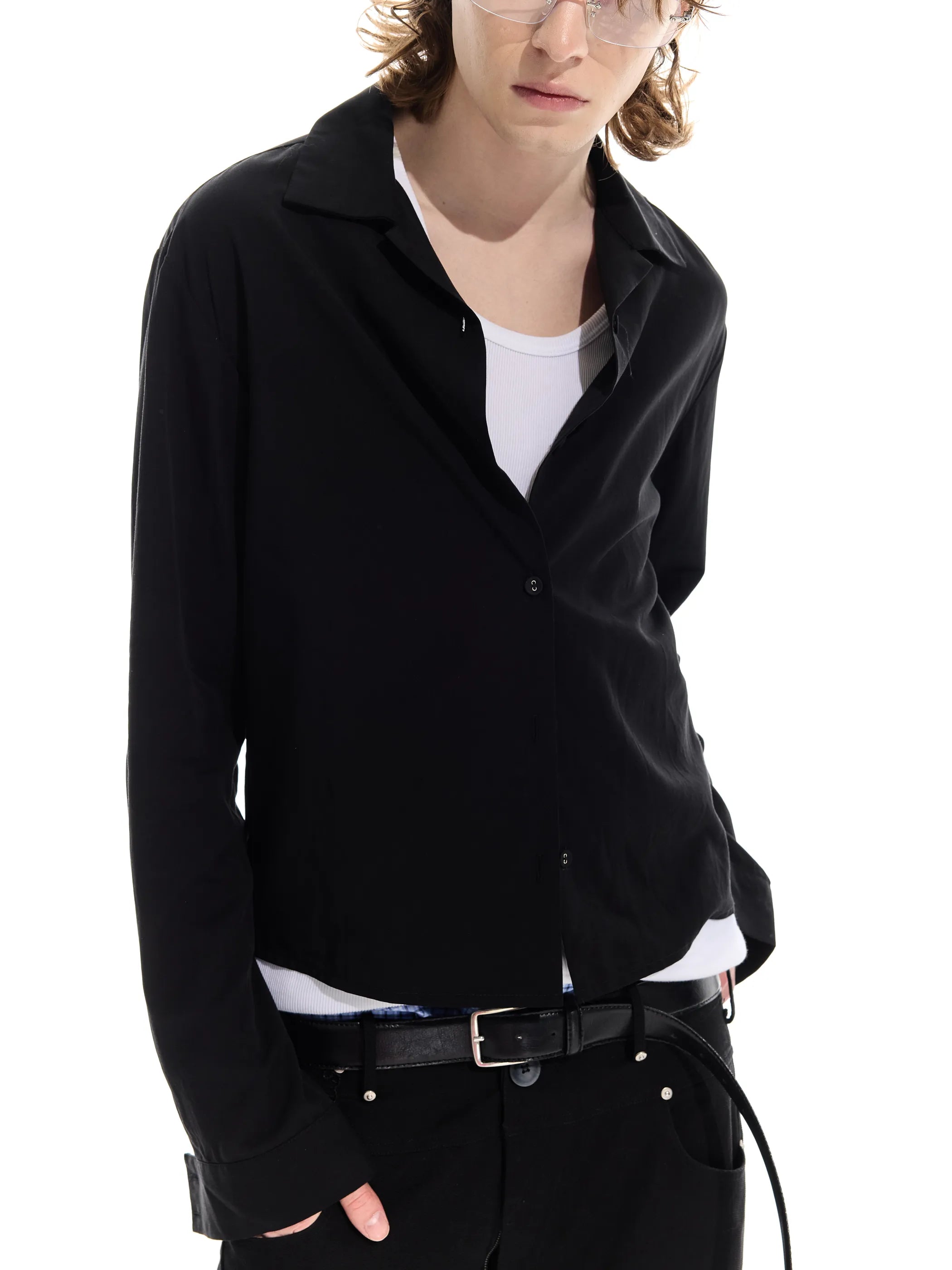 Model shot of Rose Fabric Long Shirt 5