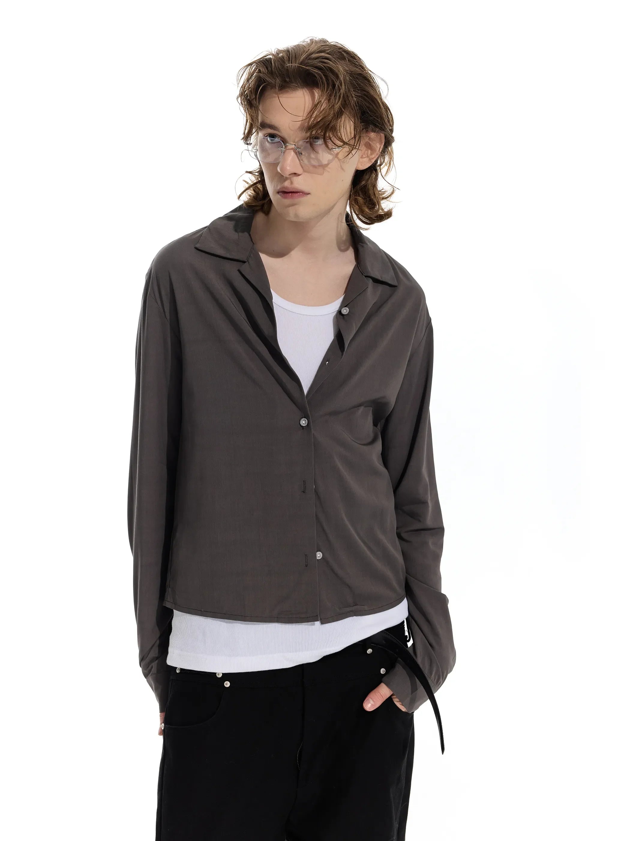 Model shot of Rose Fabric Long Shirt 3