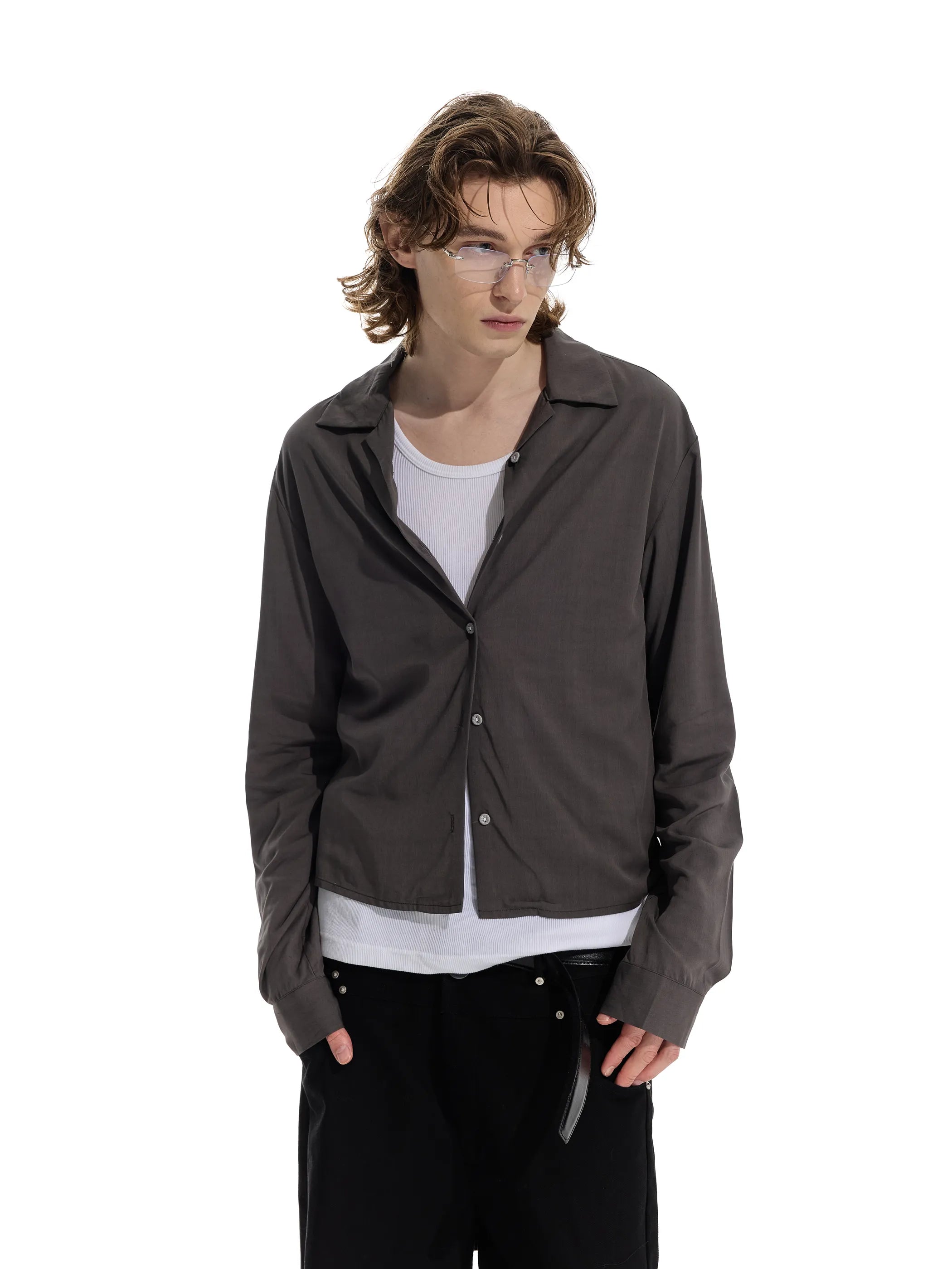 Model shot of Rose Fabric Long Shirt 4