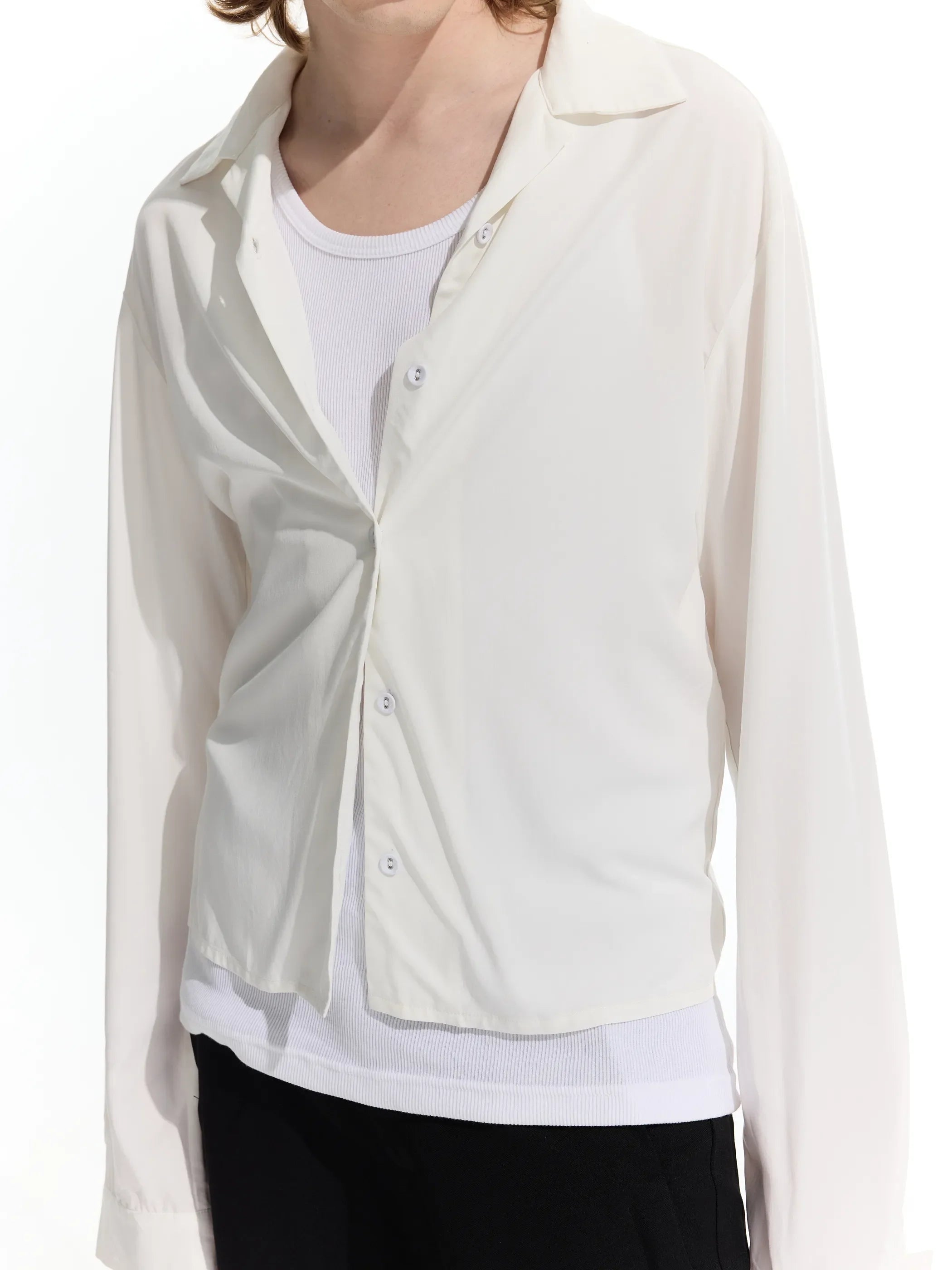 Model shot of Rose Fabric Long Shirt 3