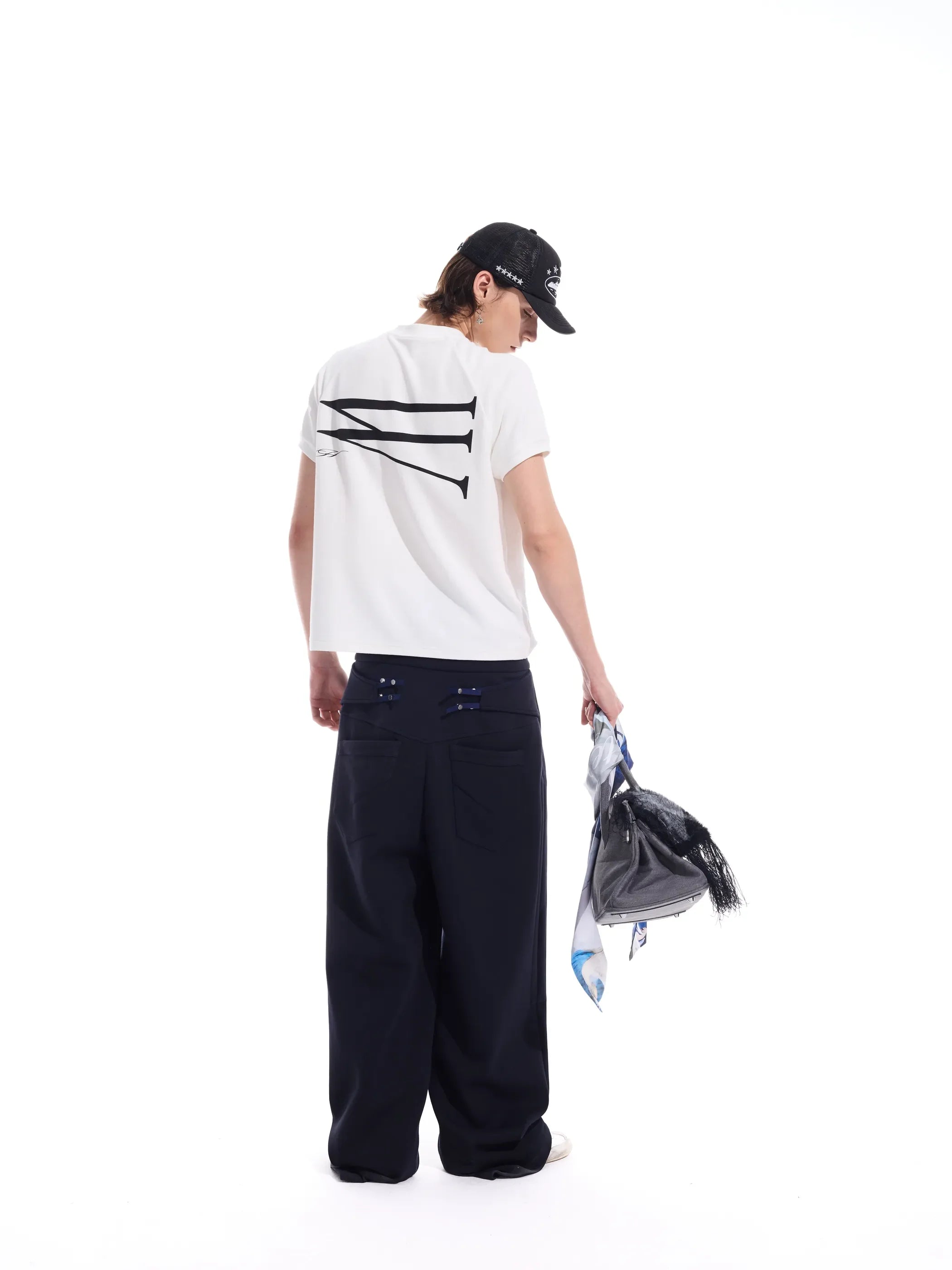 Waffle-texture print short-sleeve tee