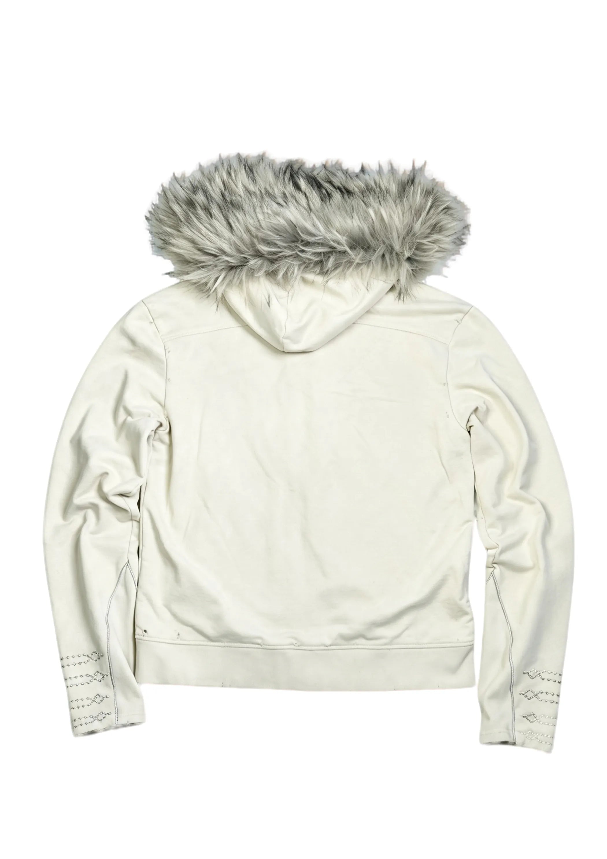 Court Embroidered Fur-trimmed Cropped Sweatshirt