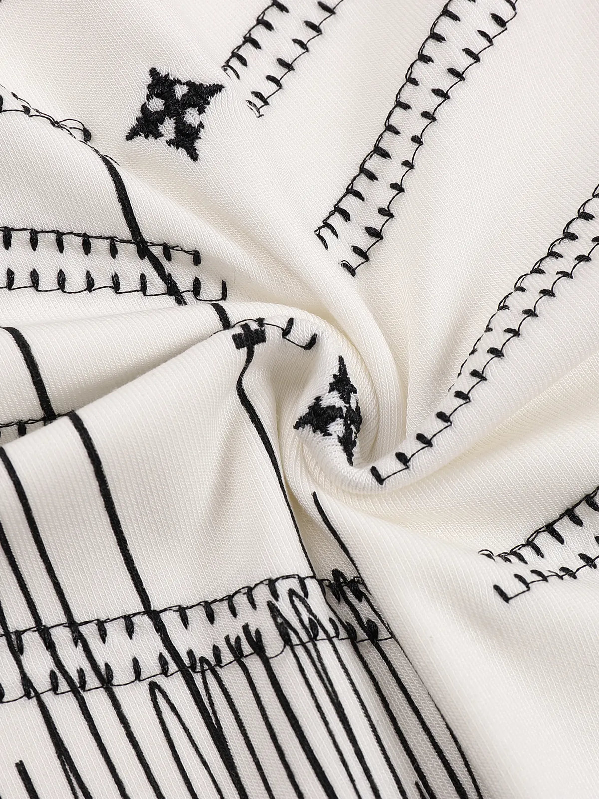 Embroidered Print Patchwork Fitted Long-sleeve Jersey
