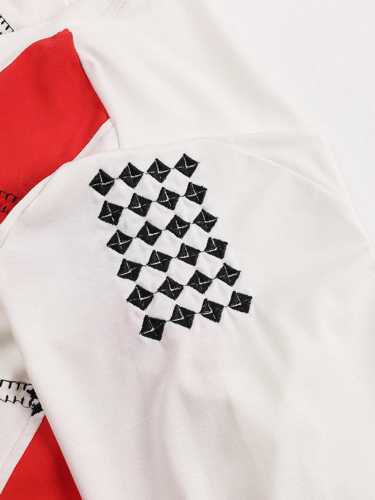 Embroidered Print Patchwork Fitted Long-sleeve Jersey
