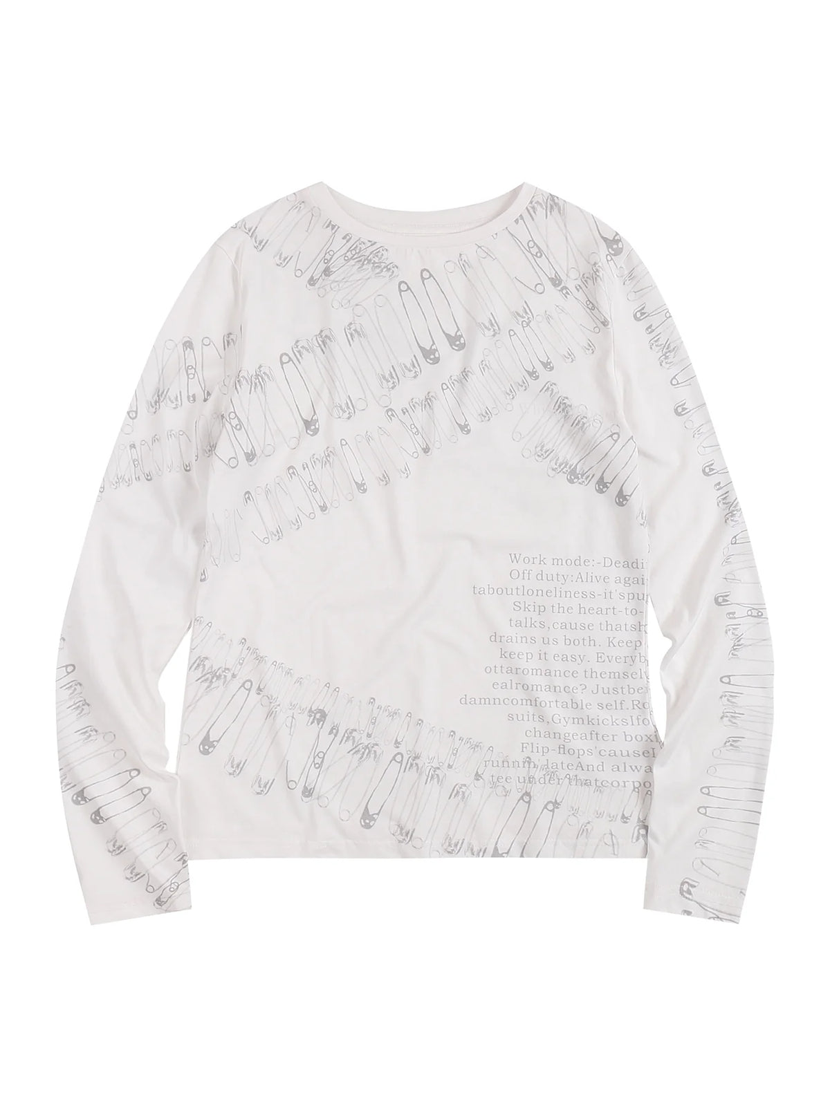 Safety-Pin Print Slim-Fit Long-Sleeve T-Shirt