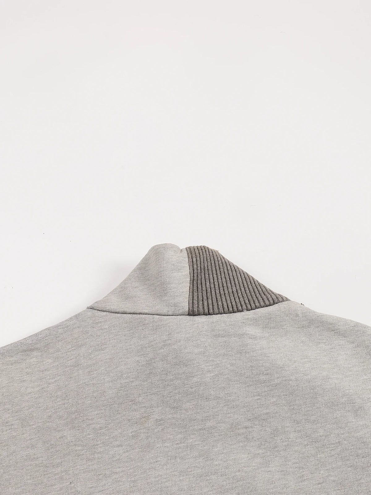 Washed Rhinestone Sweatshirt Jacket with an Irregular Zipper