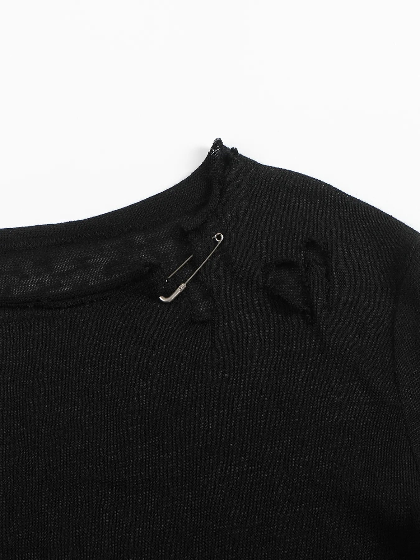 Pin-snap long-sleeve knit tee