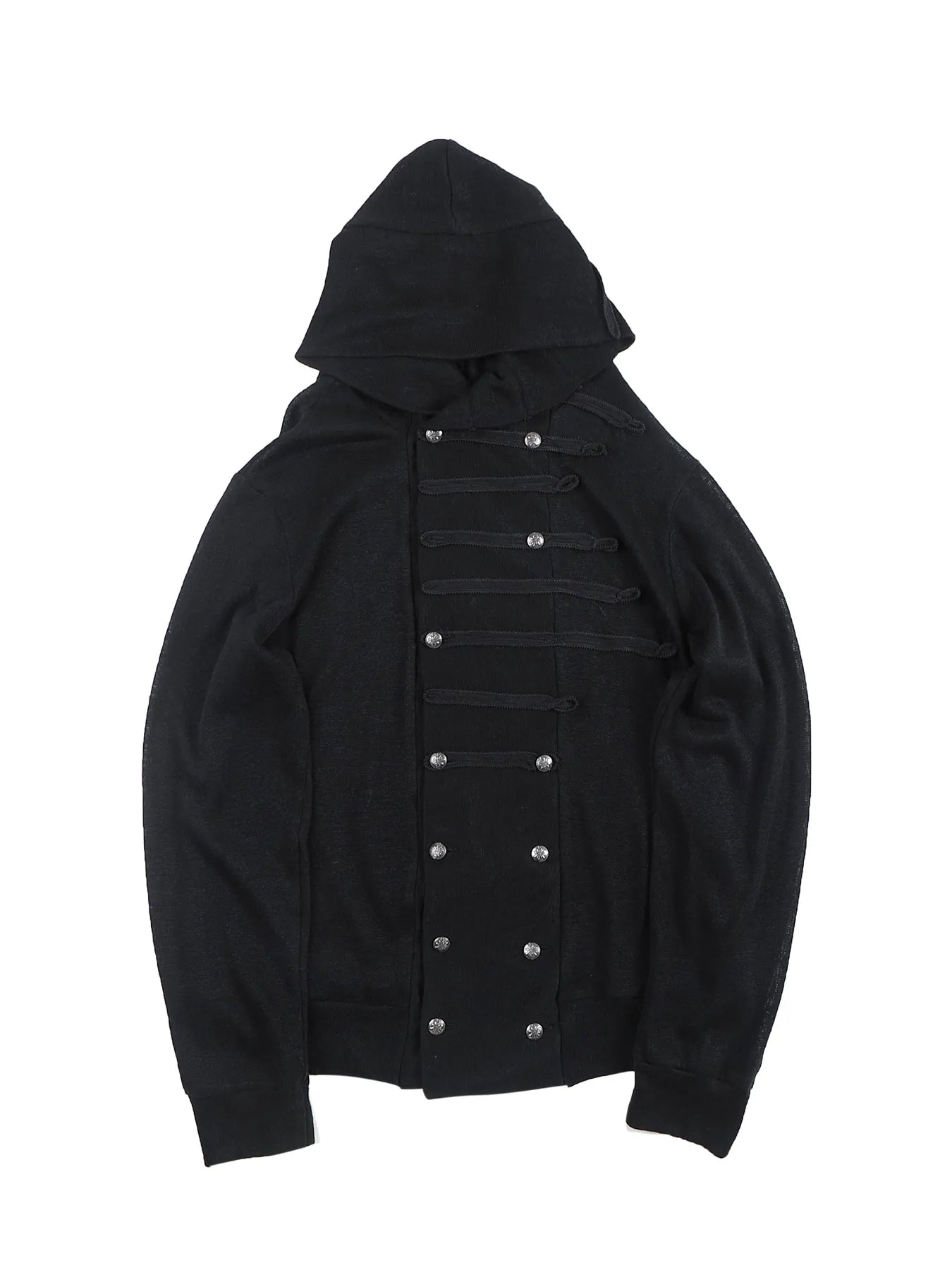 Regimental-tape hooded cardigan
