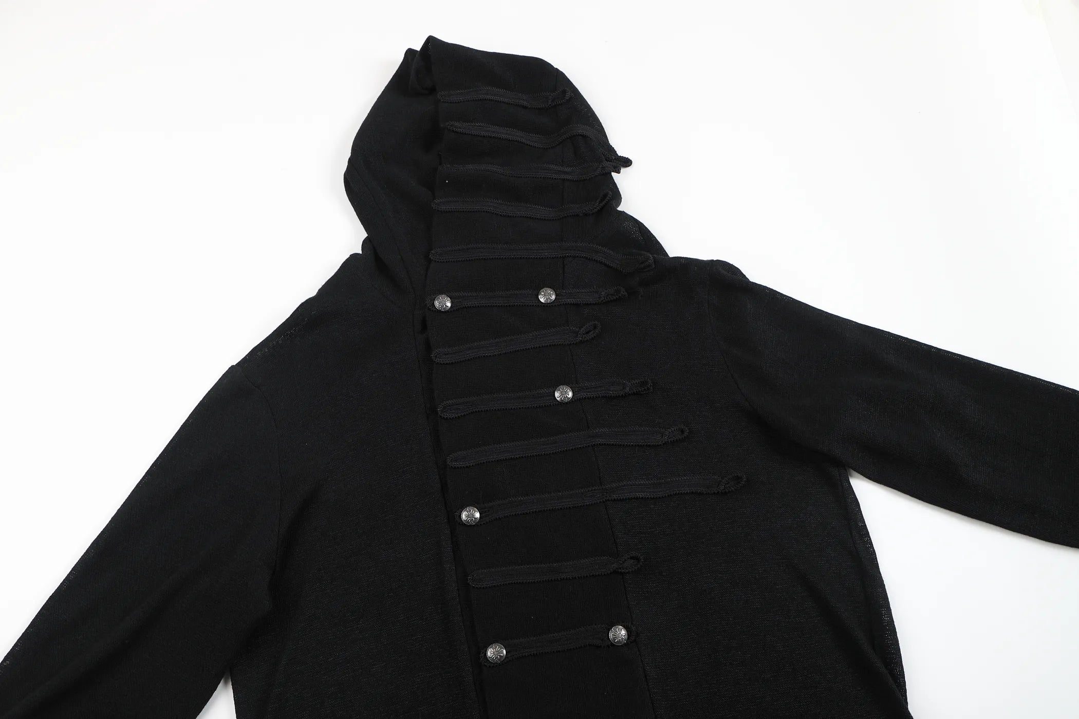Regimental-tape hooded cardigan