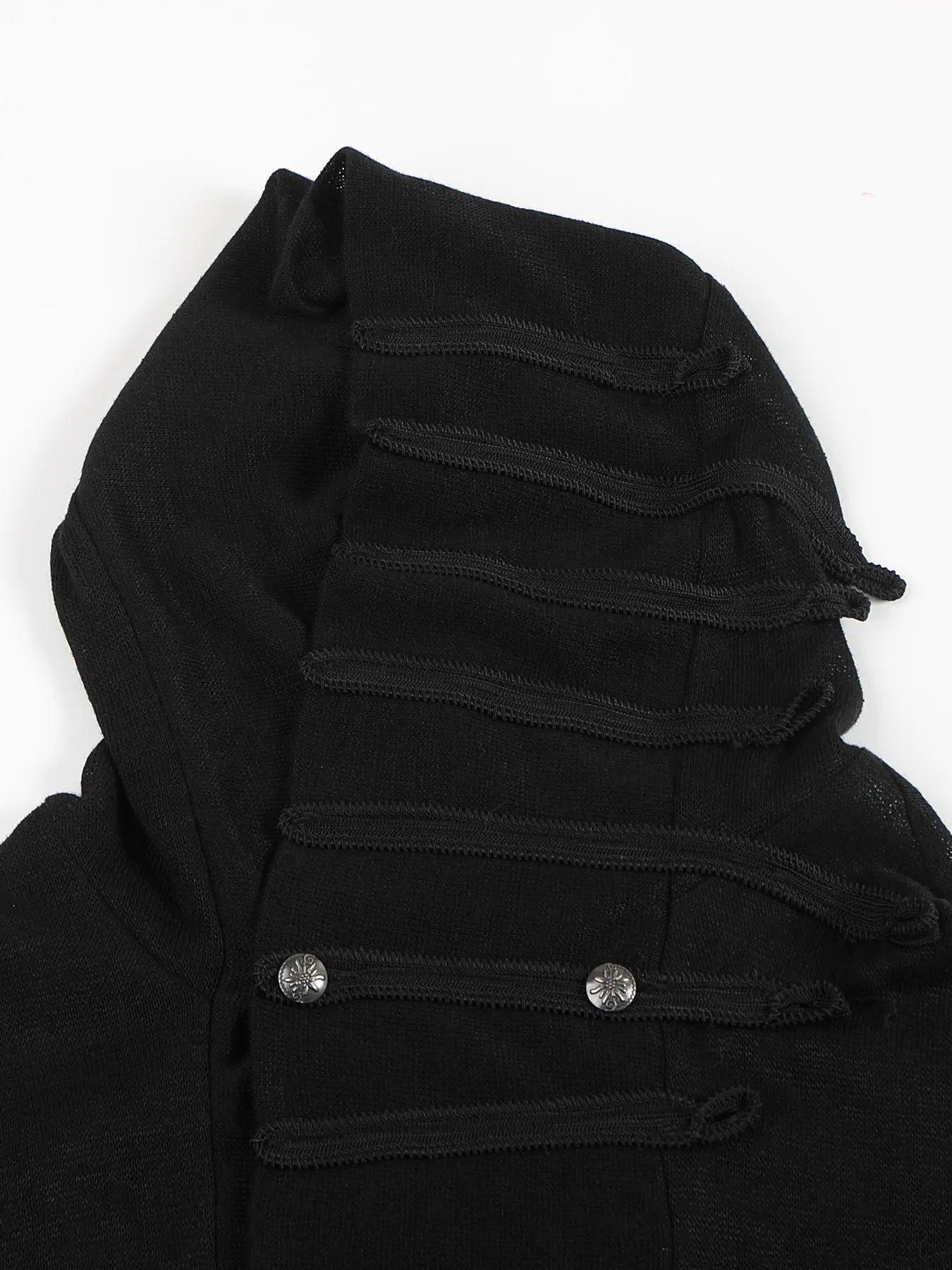 Regimental-tape hooded cardigan