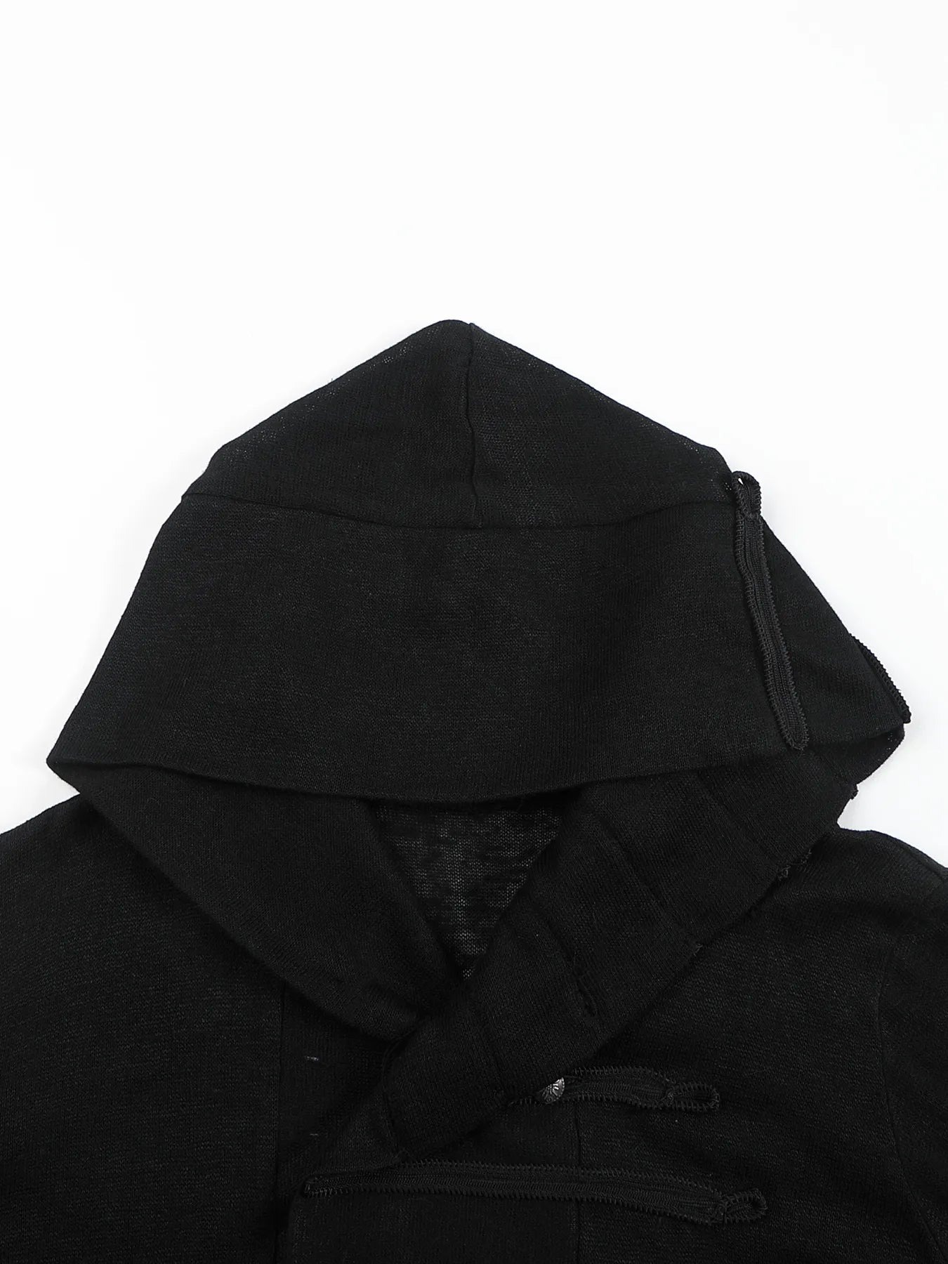 Regimental-tape hooded cardigan
