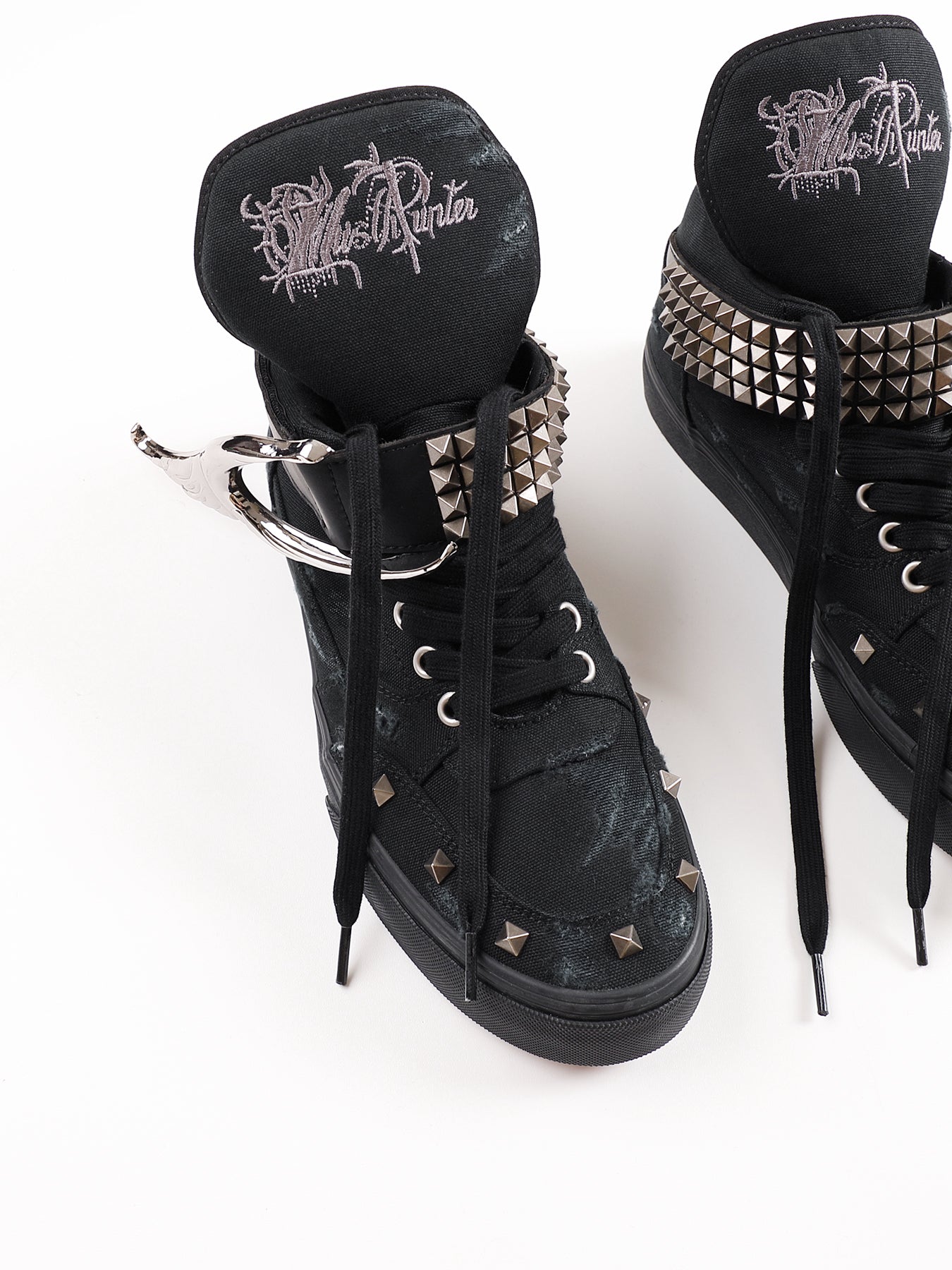 Silver Wing Studded Canvas Hi-Top Shoes