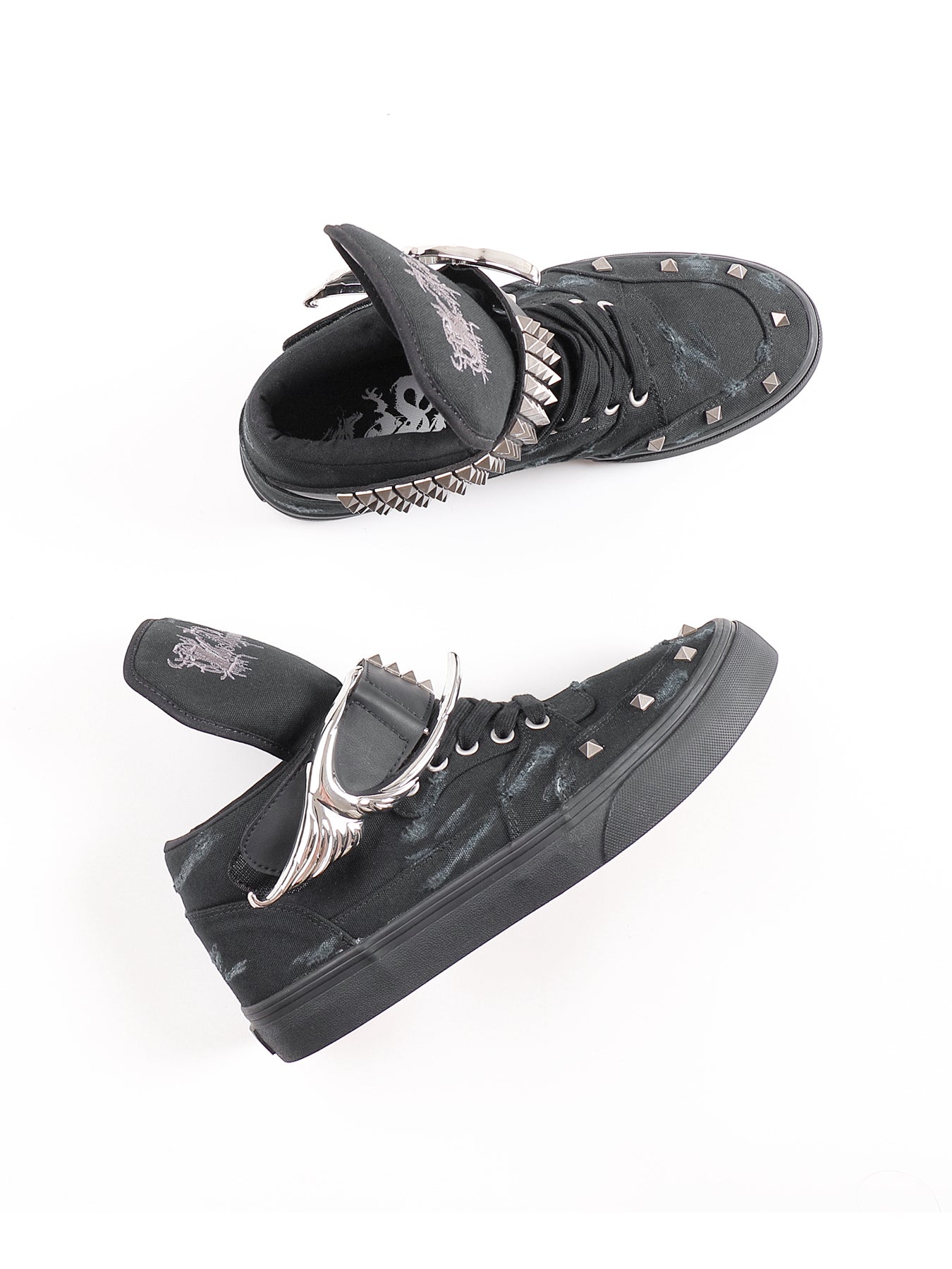 Silver Wing Studded Canvas Hi-Top Shoes