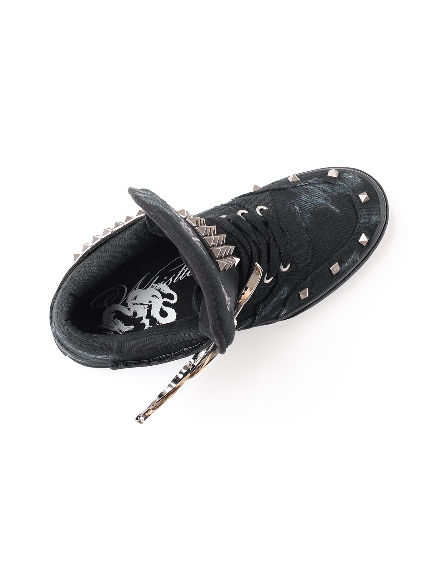 Silver Wing Studded Canvas Hi-Top Shoes