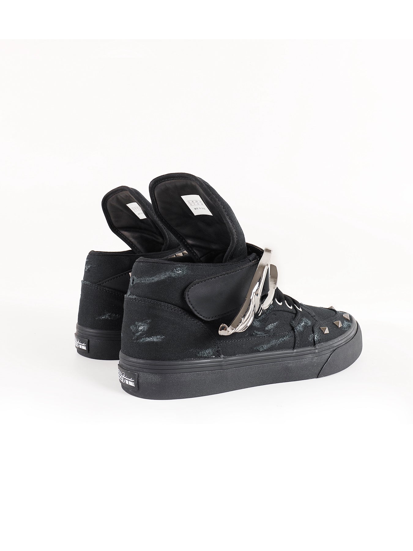 Silver Wing Studded Canvas Hi-Top Shoes