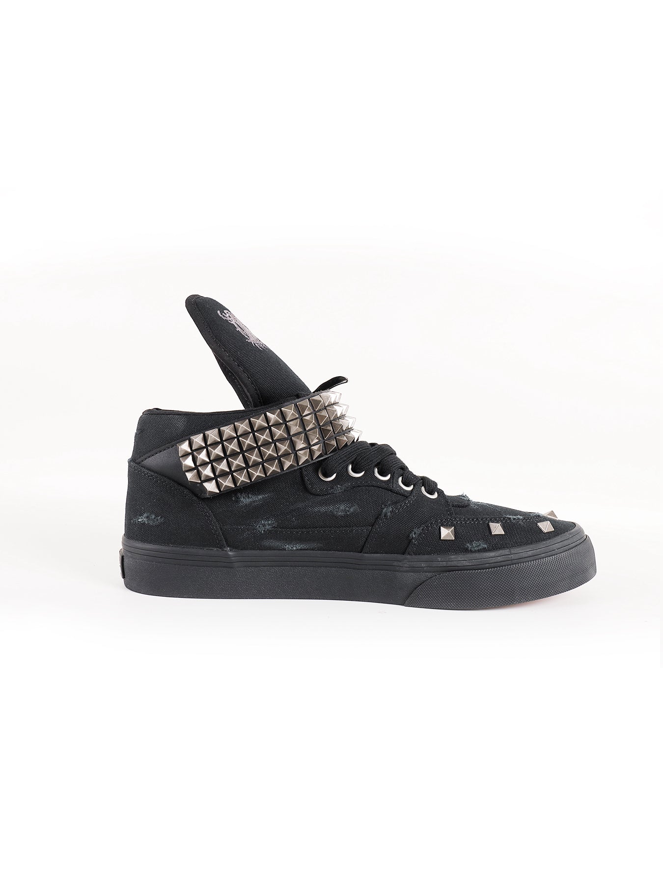 Silver Wing Studded Canvas Hi-Top Shoes