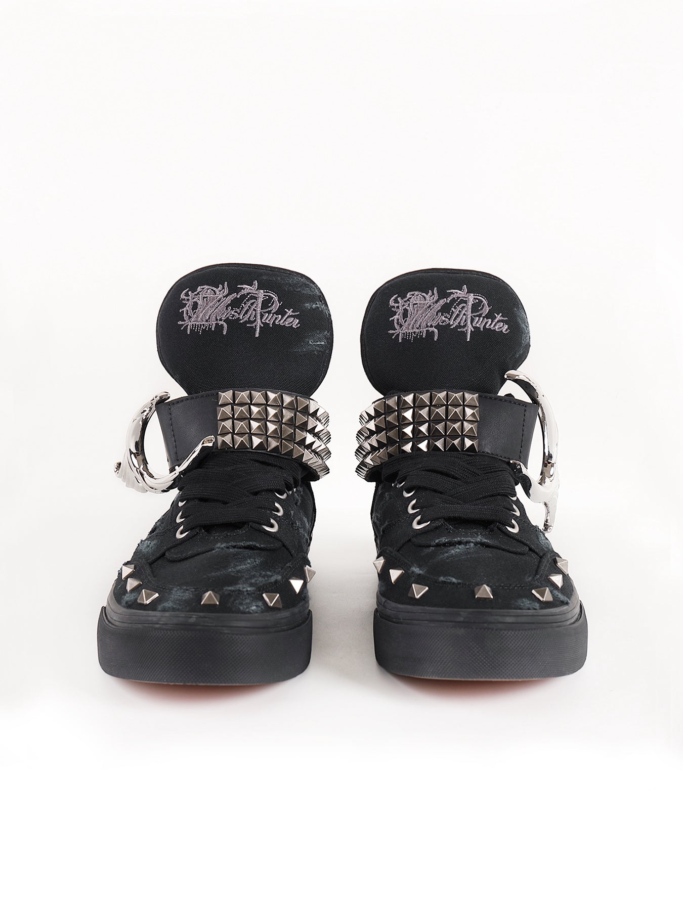 Silver Wing Studded Canvas Hi-Top Shoes