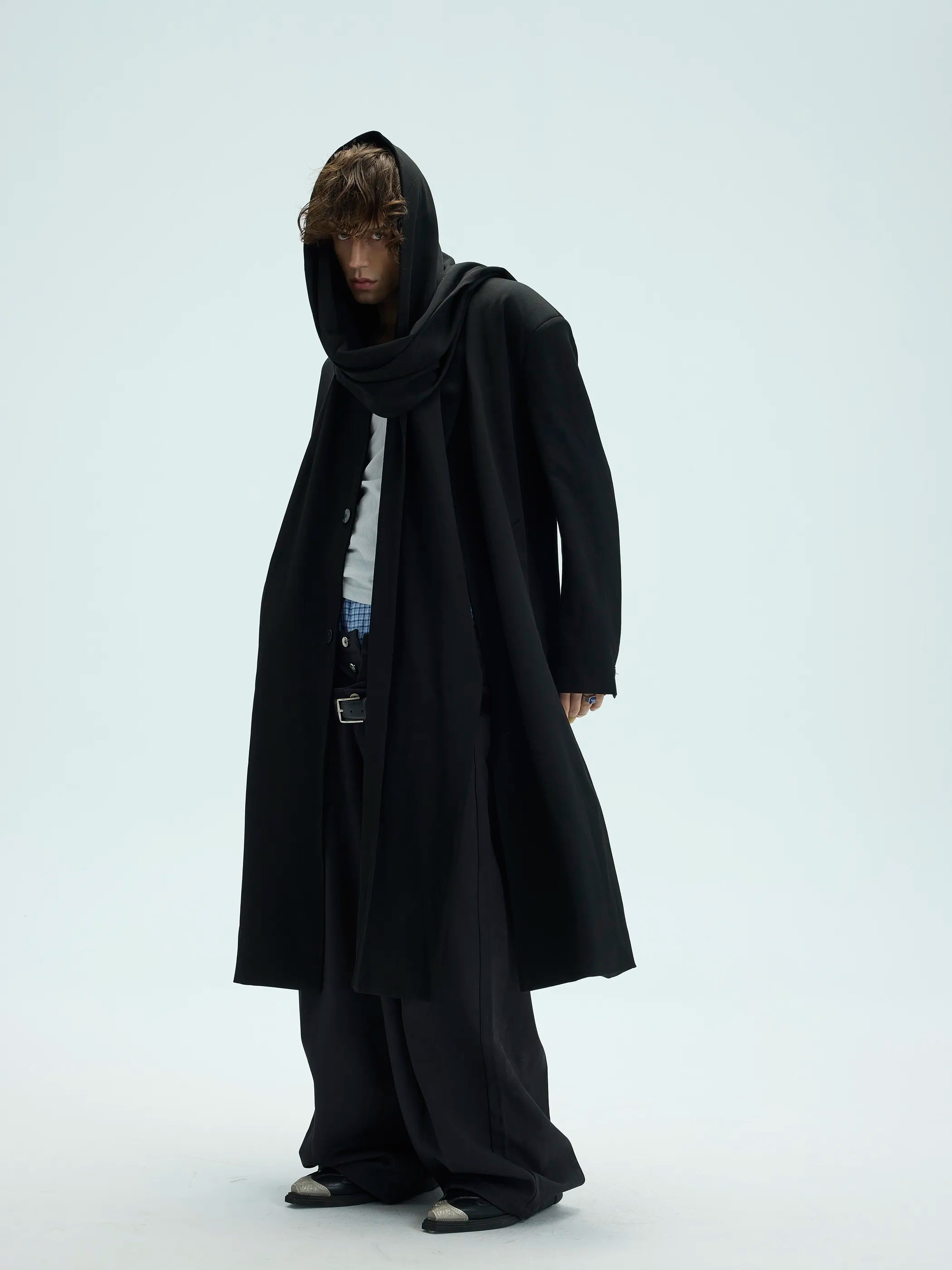Model shot of Convertible Shawl Collar Extended Length 2
