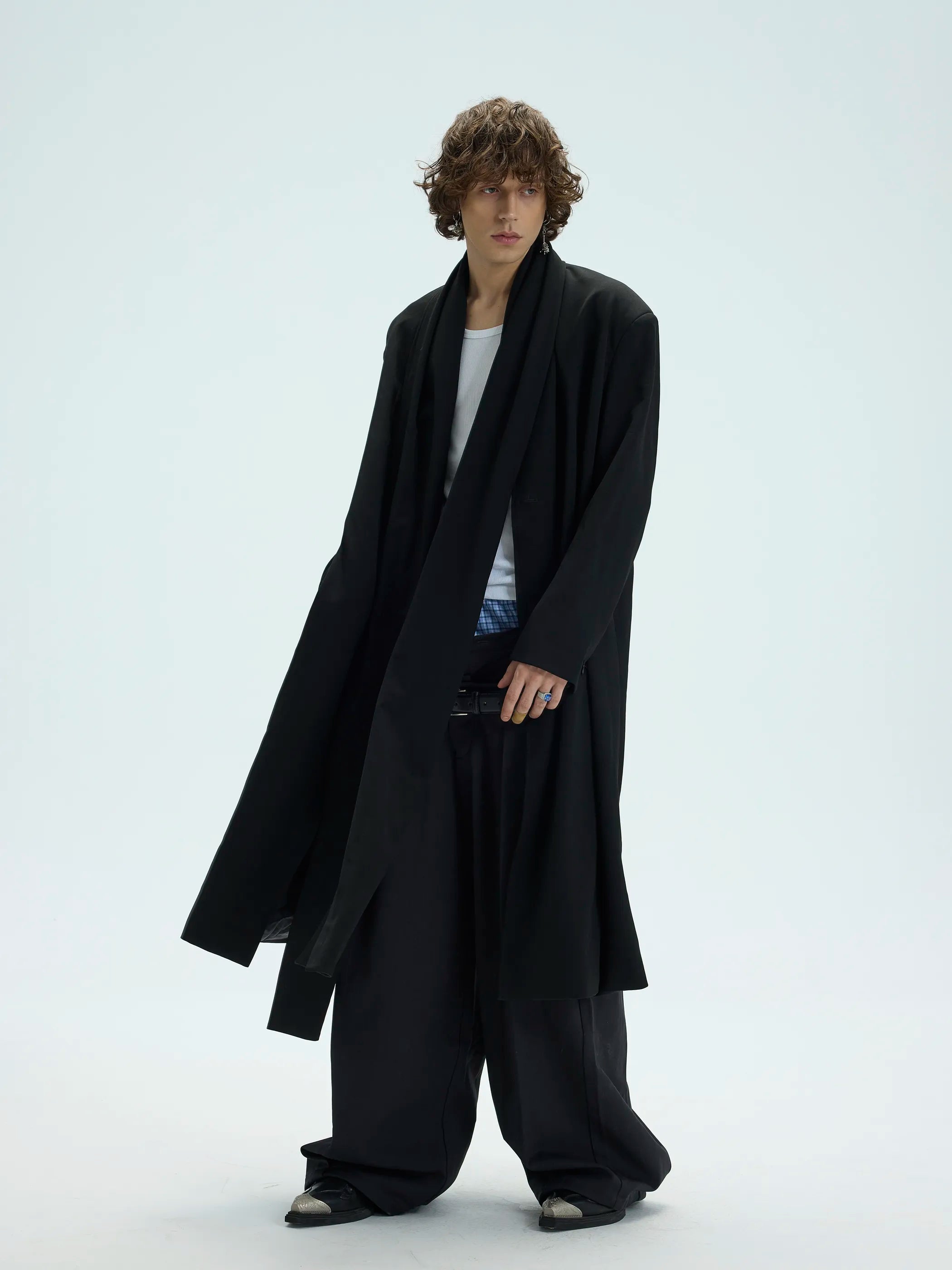 Model shot of Convertible Shawl Collar Extended Length 3