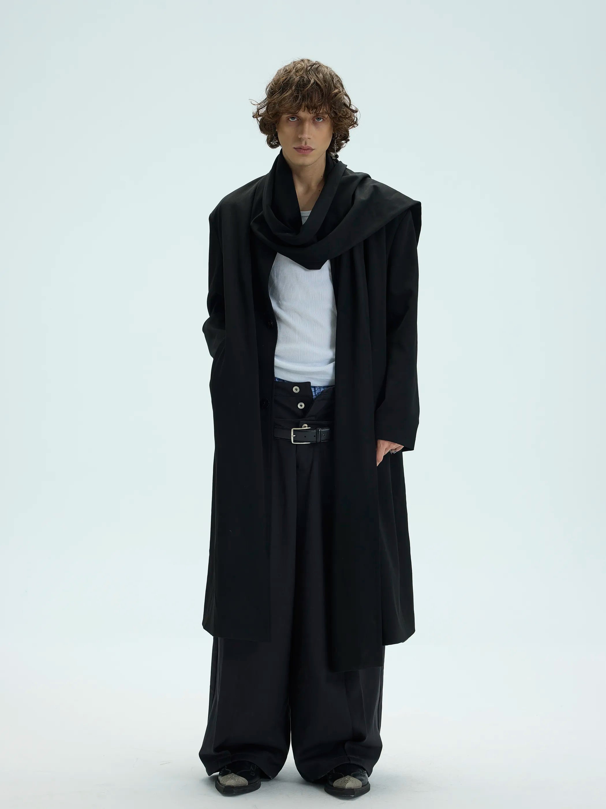 Model shot of Convertible Shawl Collar Extended Length 5