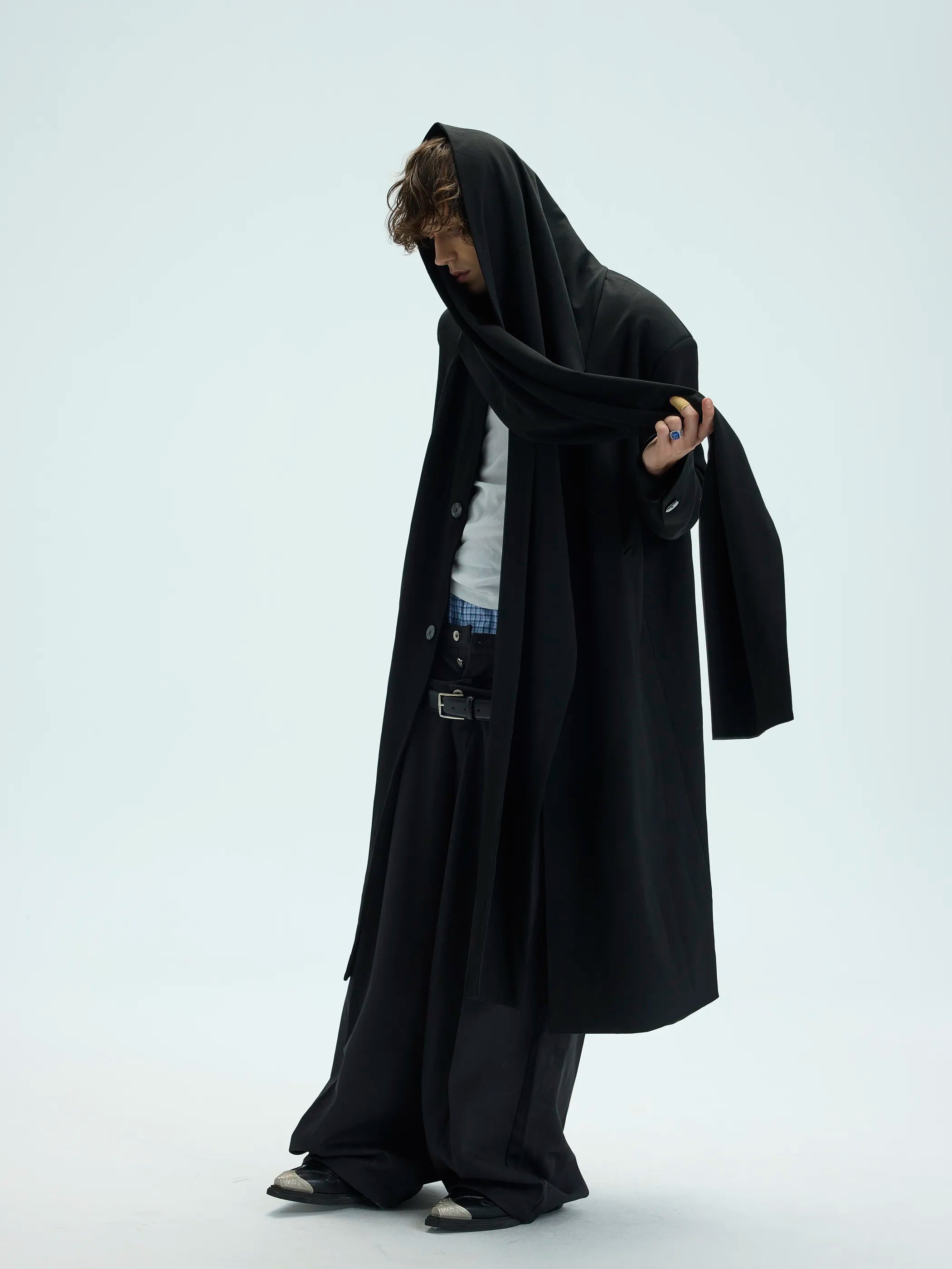Model shot of Convertible Shawl Collar Extended Length 8