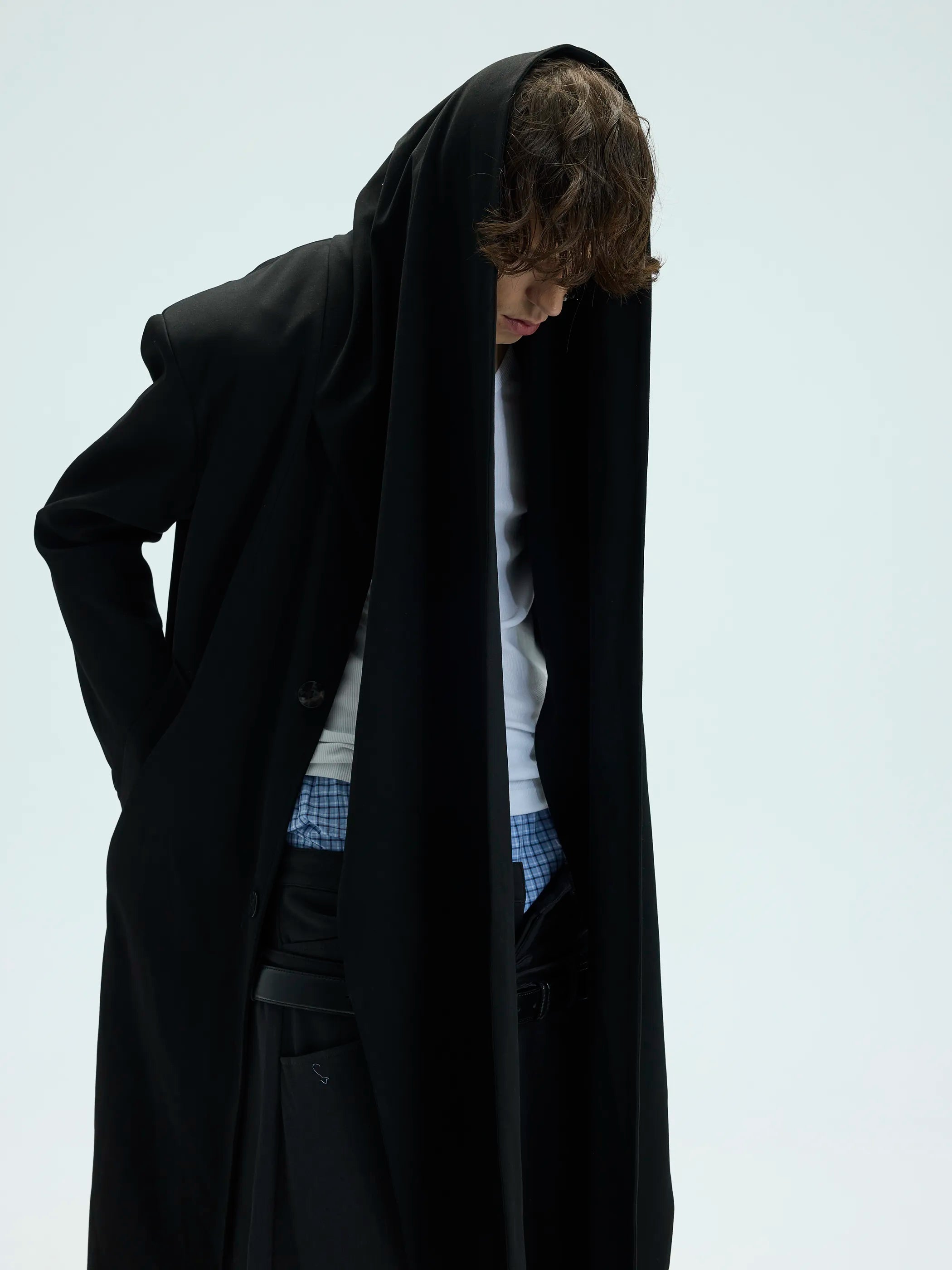 Model shot of Convertible Shawl Collar Extended Length 9