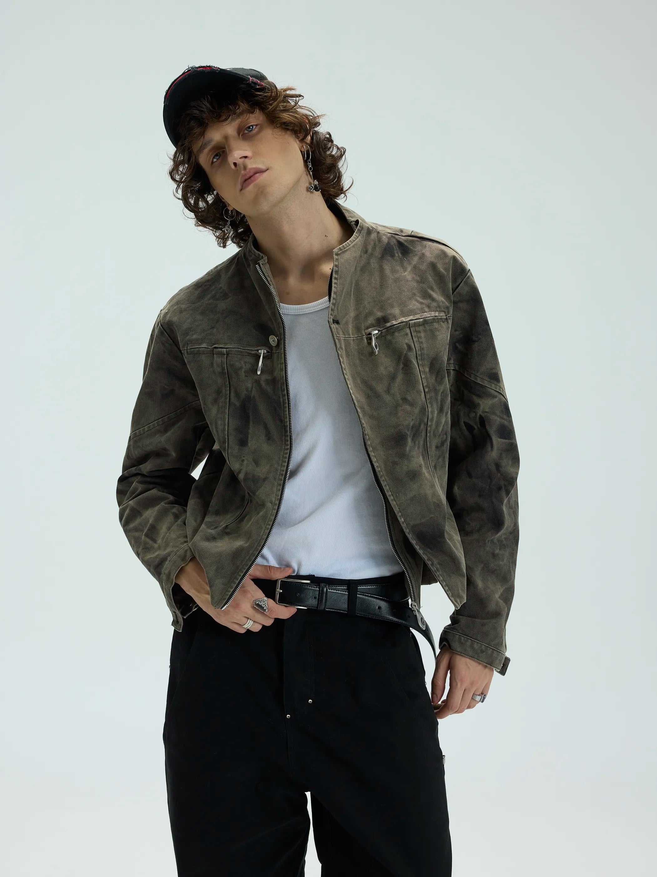 Model shot of Deconstructed False-Layer Jacket 4