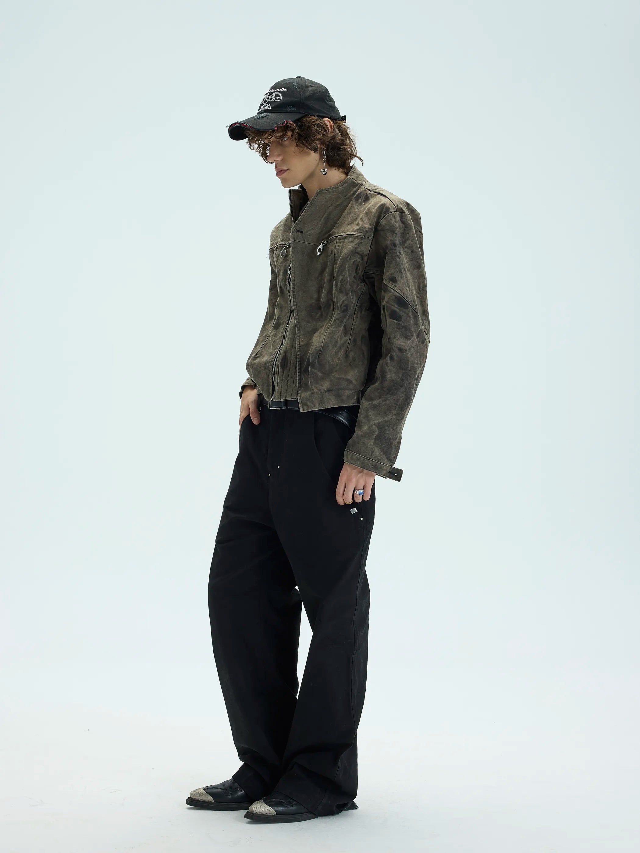 Model shot of Deconstructed False-Layer Jacket 8