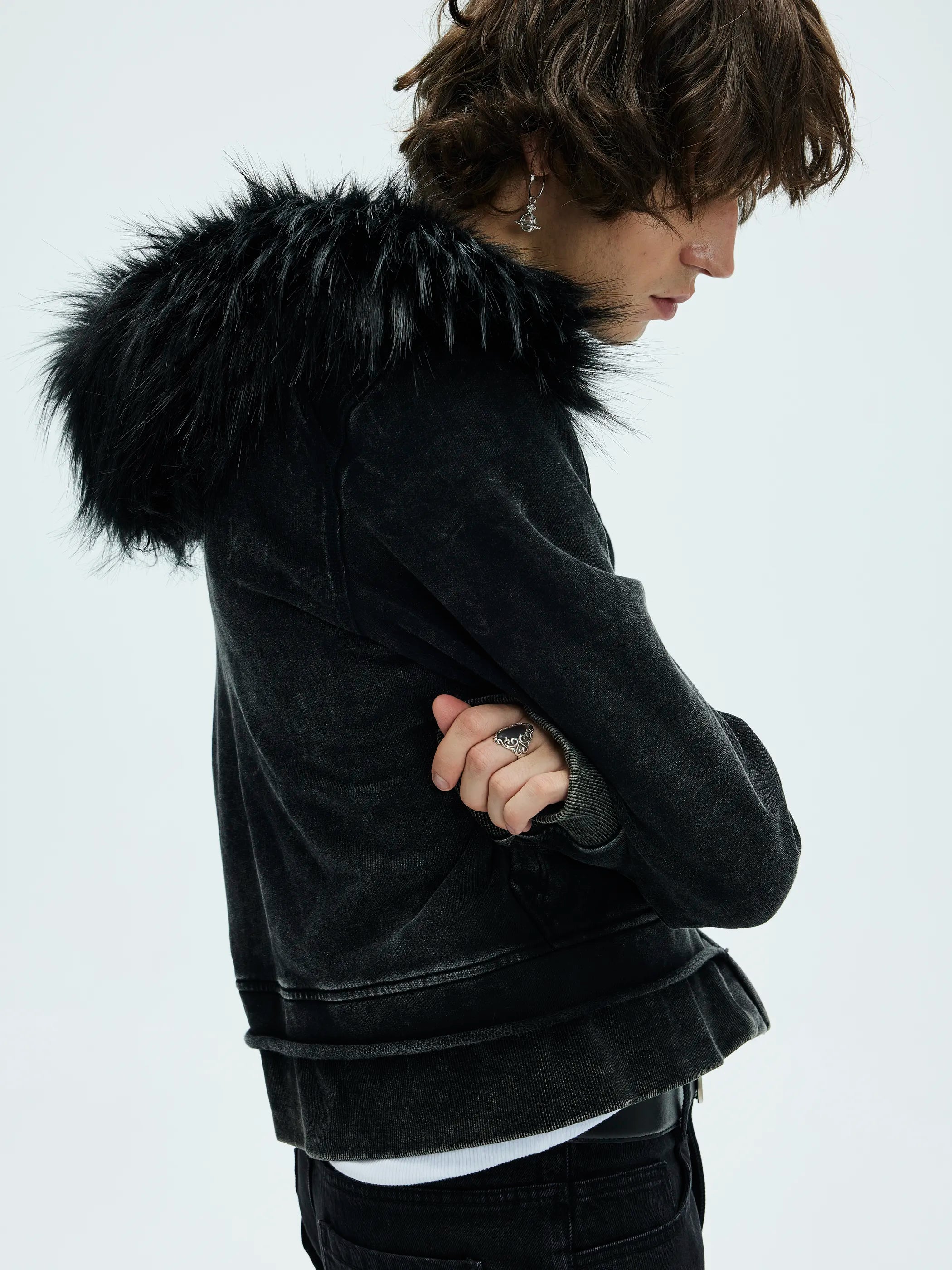 Model shot of Detachable Hood Hoodie 6